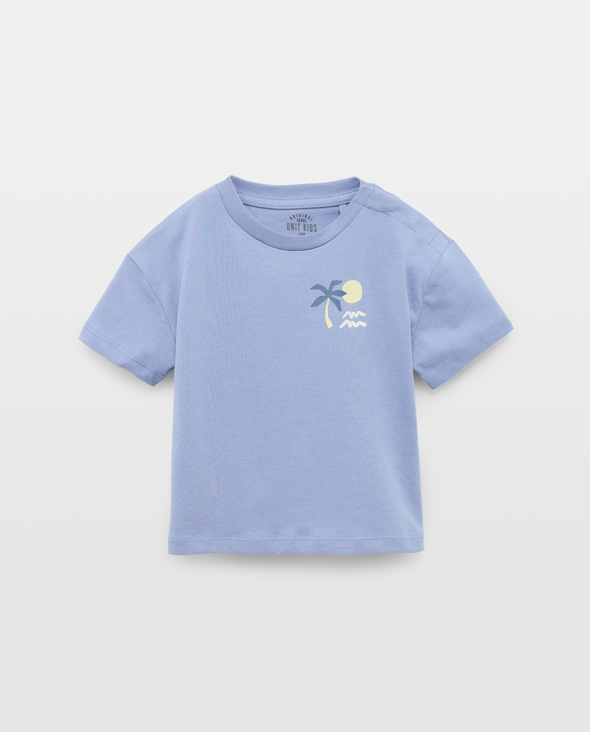 Camiseta de bebé estampada manga corta 400 Azul-1