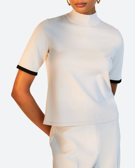 Imagen 0 de Jersey de mujer con cuello perkins y vivos