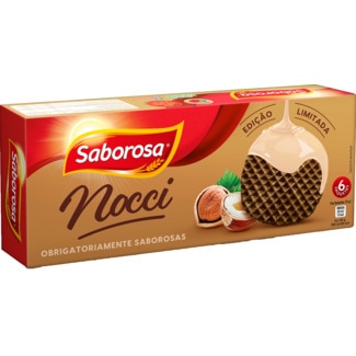 Bolachas Fina e Estaladiça de Cacau com cobertura embalagem 198 g - Saborosa