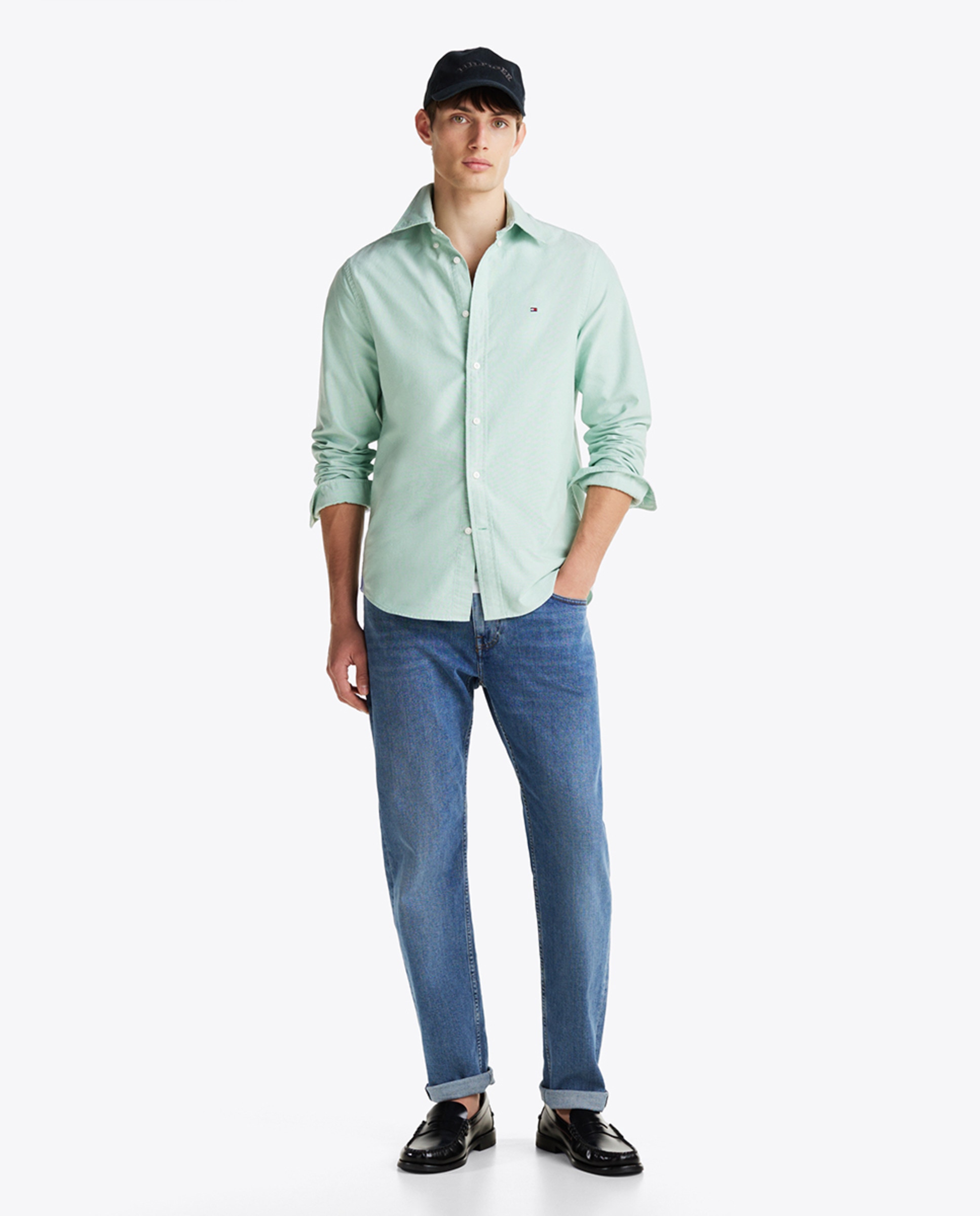 Camisa Lisa Heritage Oxford de Manga Comprida Verde Água-5