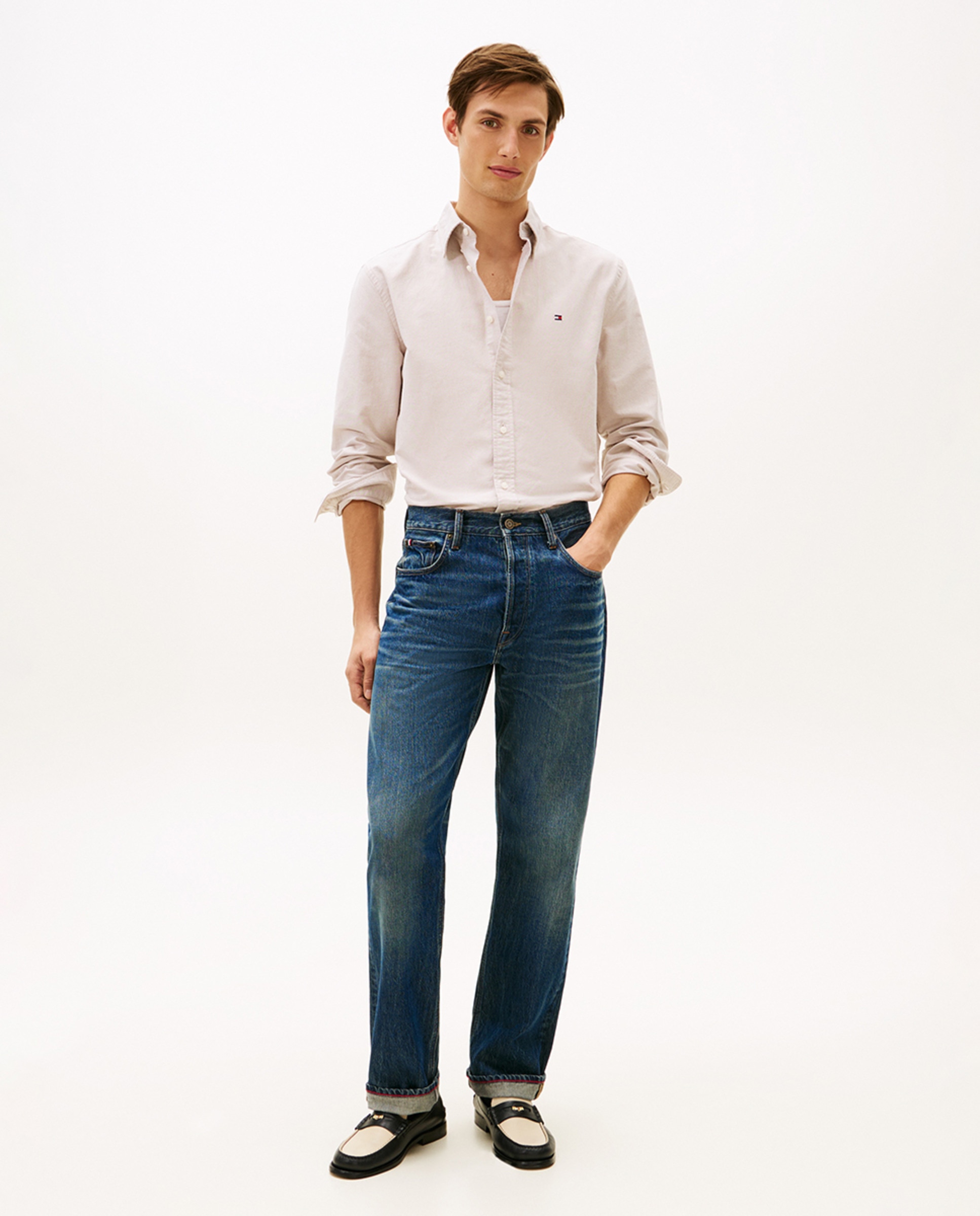 Camisa Lisa Heritage Oxford de Manga Comprida Bege-5