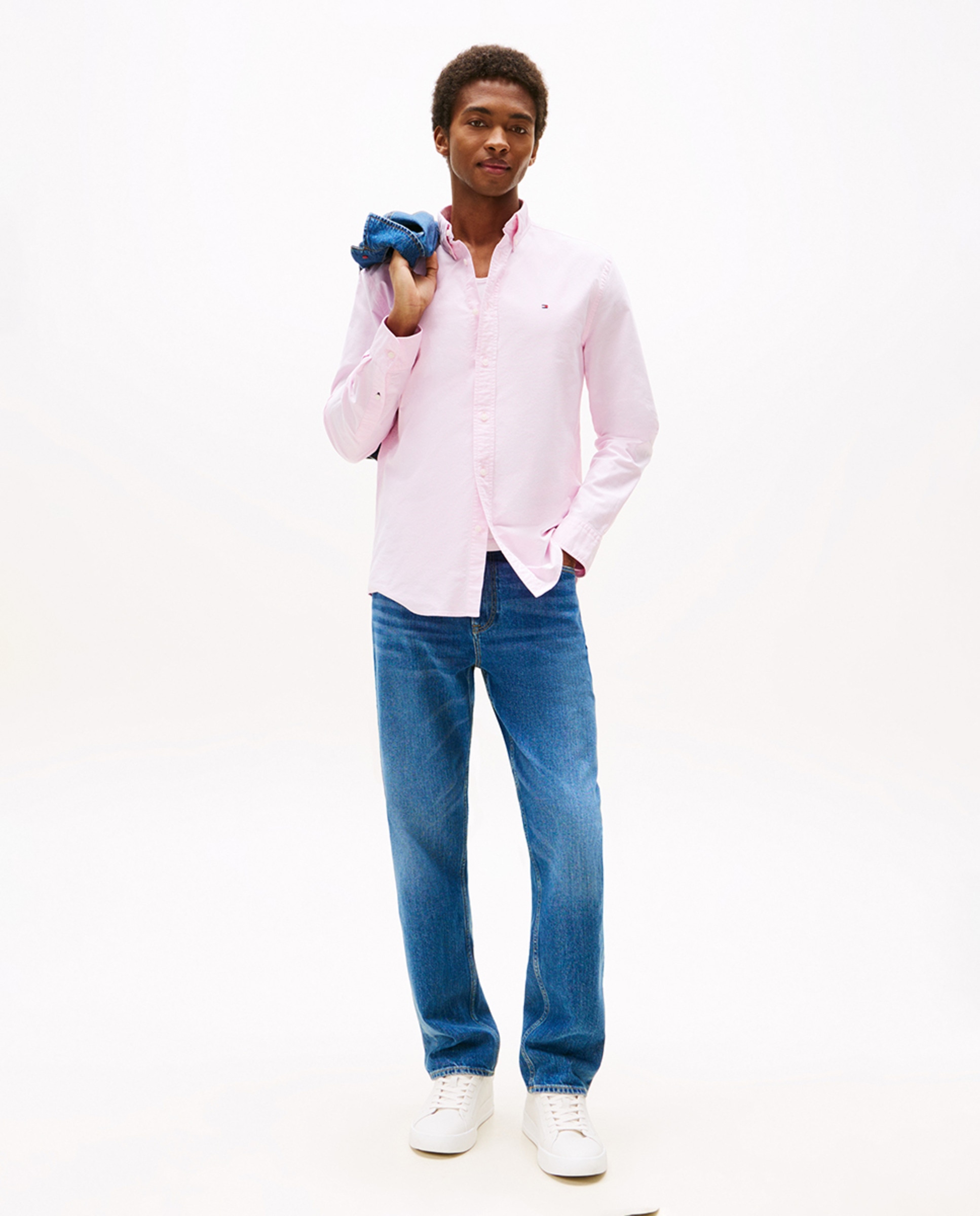 Camisa lisa Heritage Oxford de hombre en manga larga - Tommy Hilfiger - Rosa Rosa-5