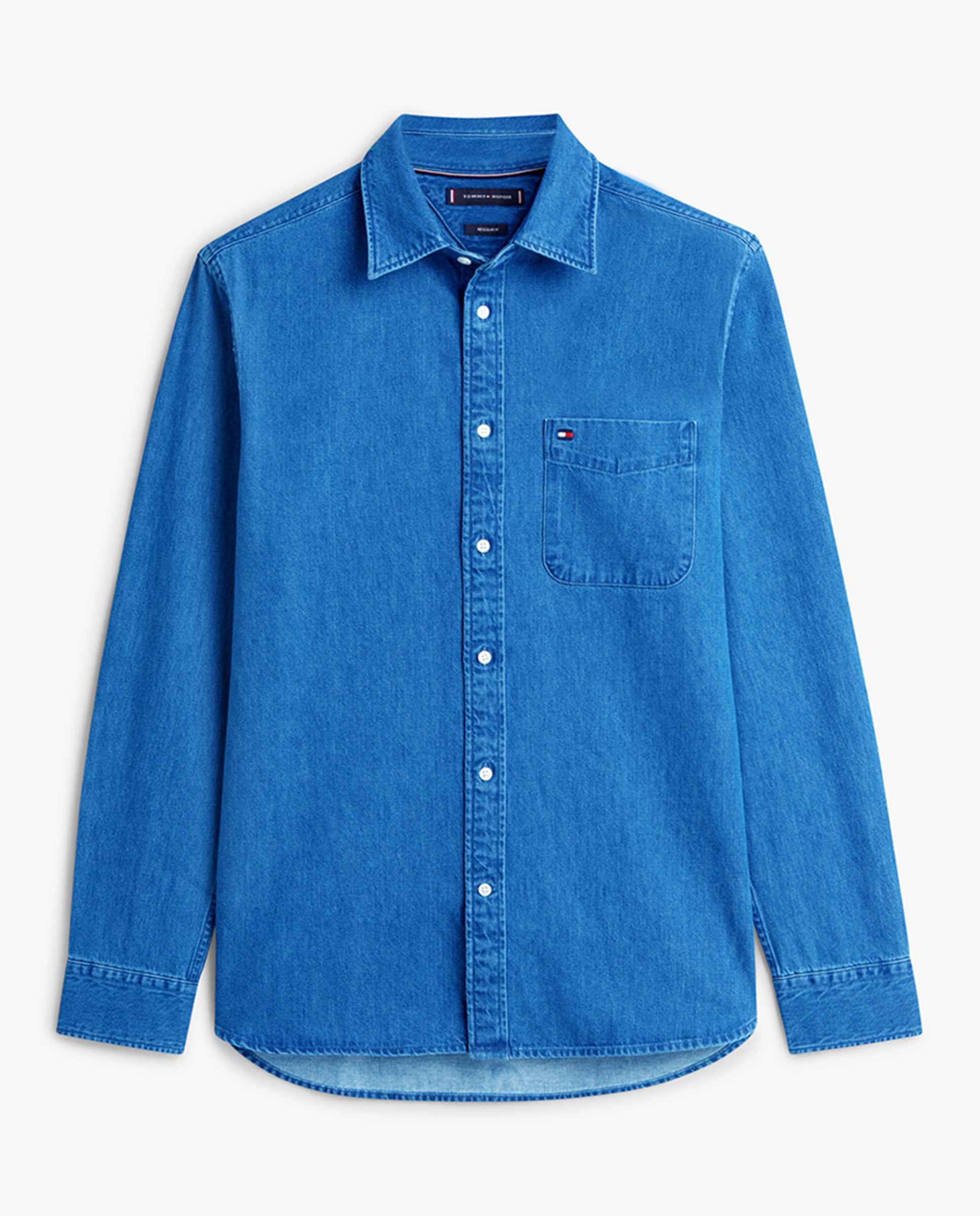 Camisa de Ganga Lisa Azul-4