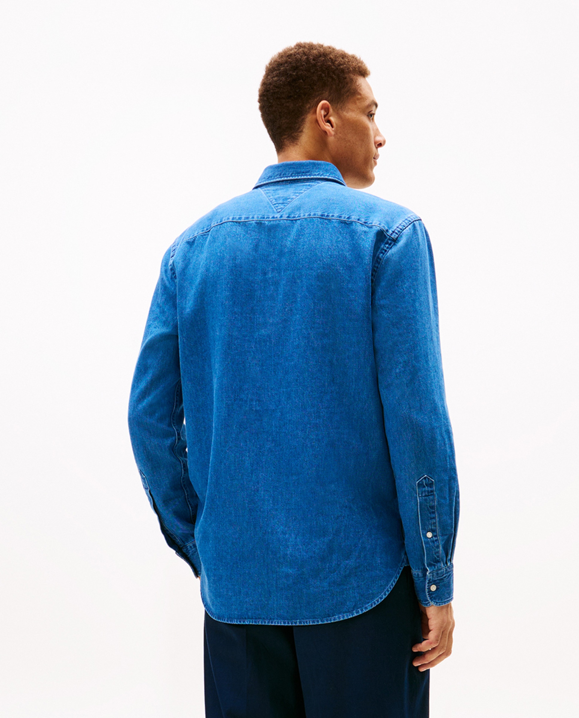 Camisa de Ganga Lisa Azul-2