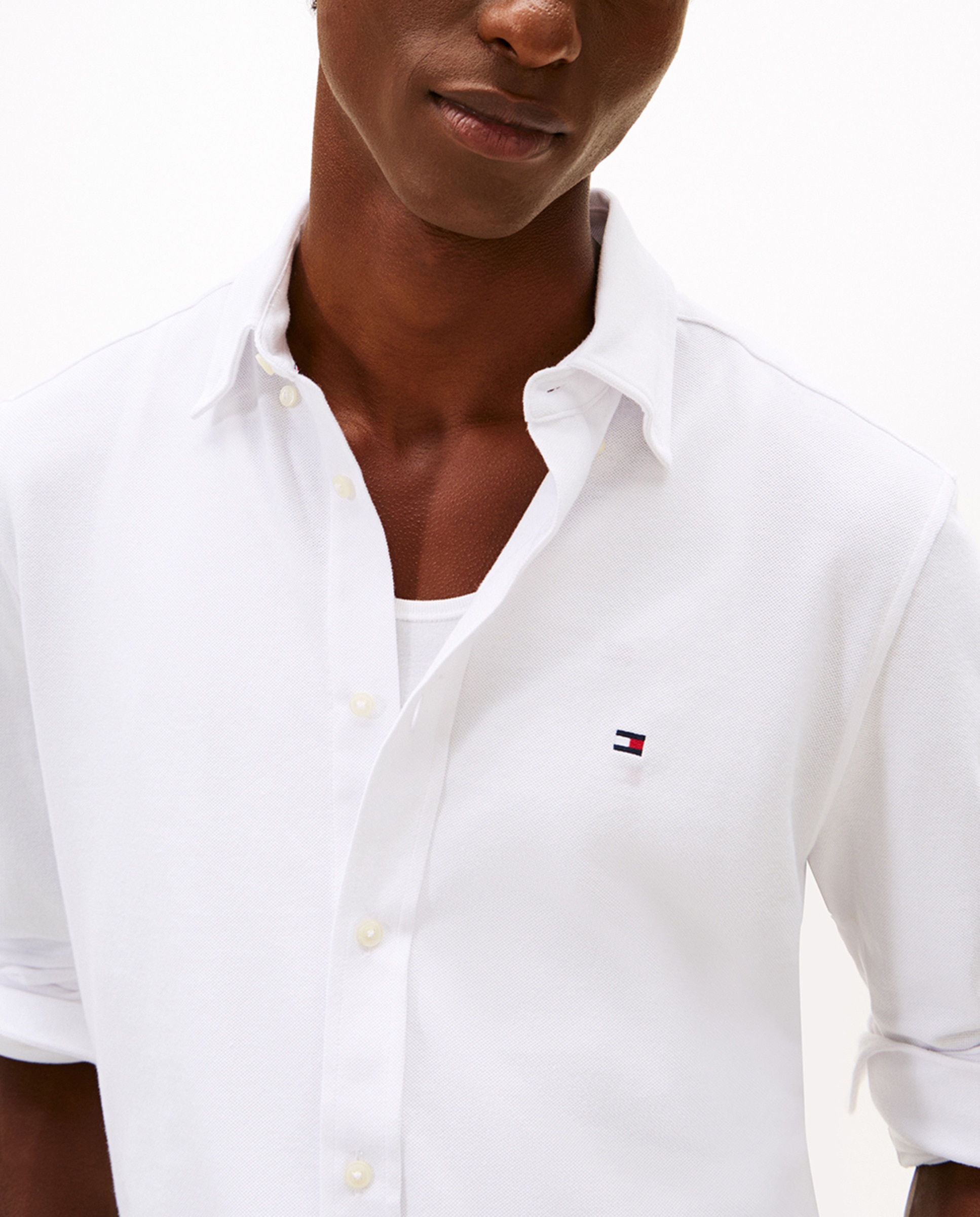Camisa Lisa de Piqué Branco-3