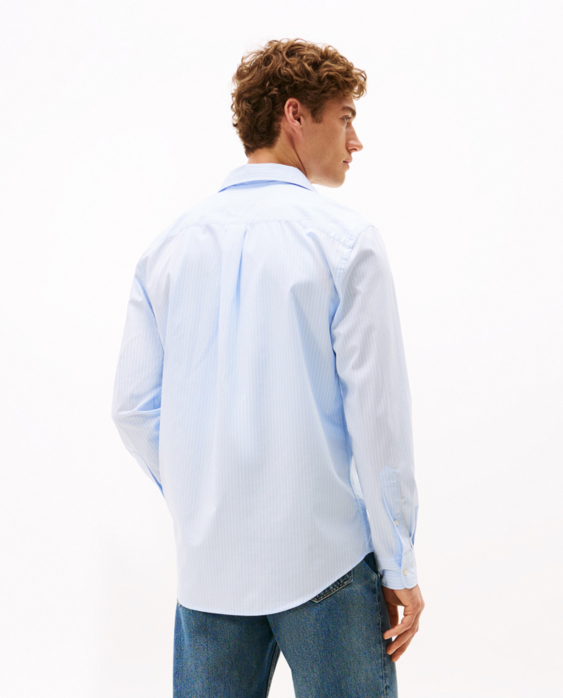Camisa Estampada de Popelina Azul-2