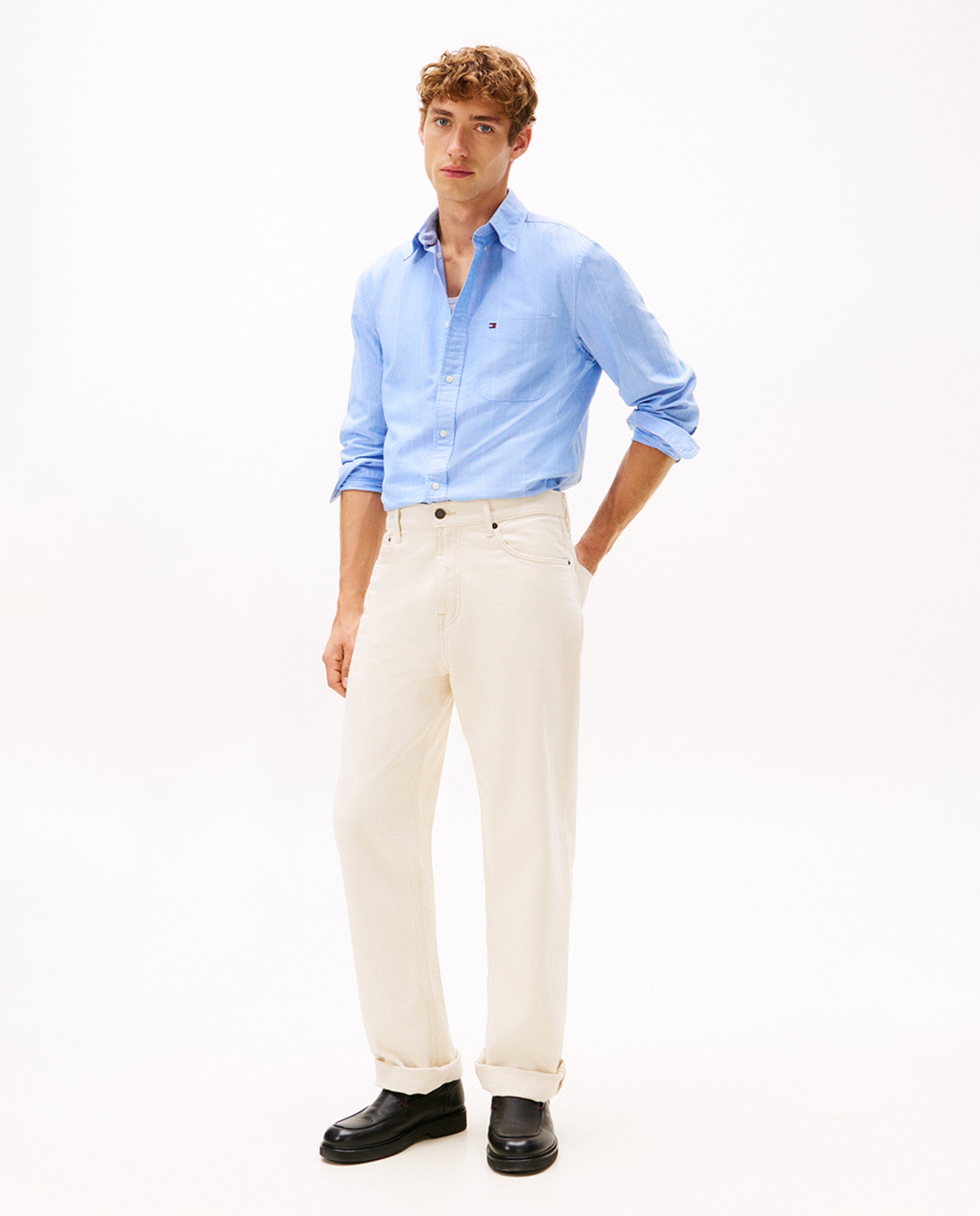 Camisa Oxford Estampada Azul-claro-5