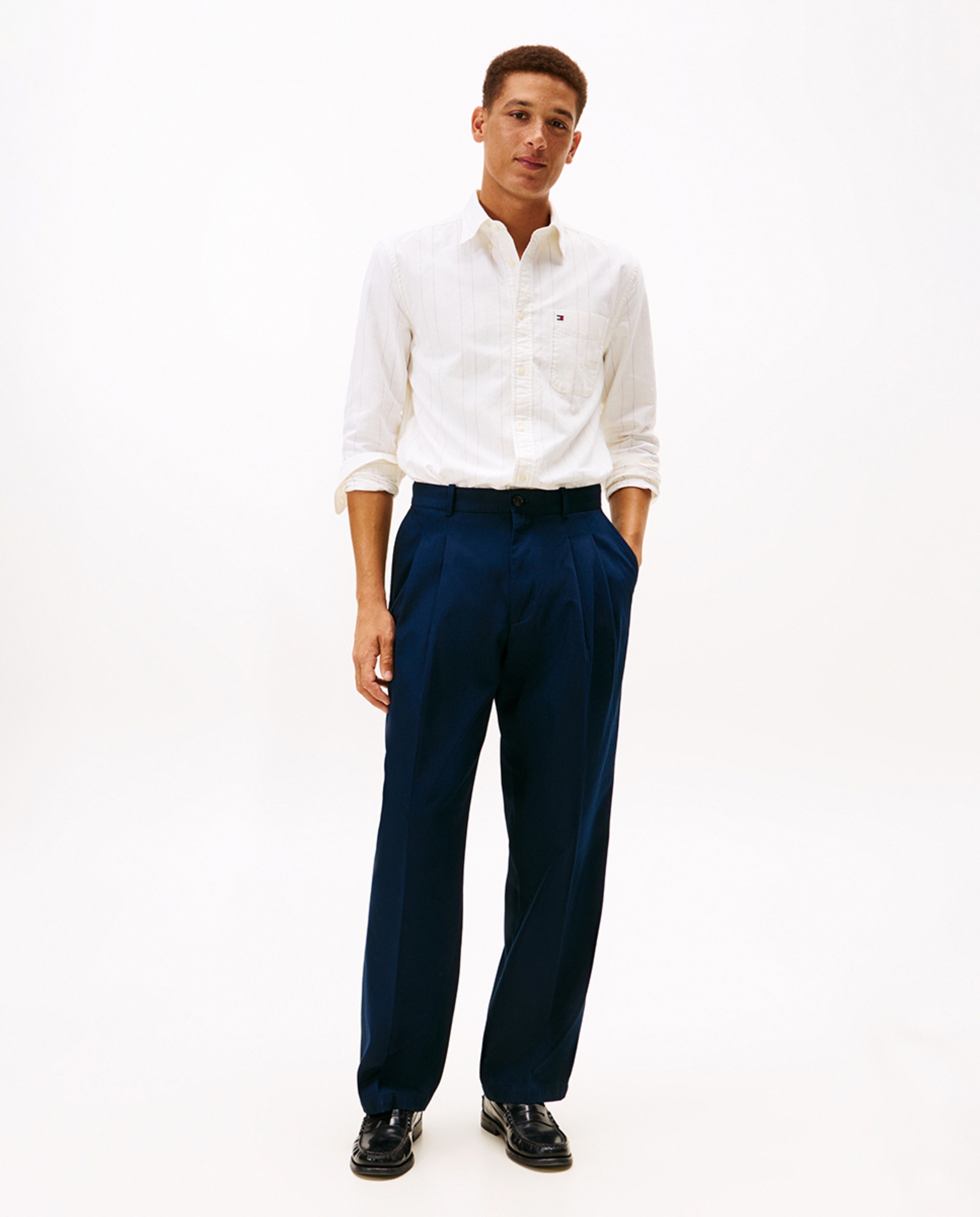 Camisa Oxford Estampada Branco-5