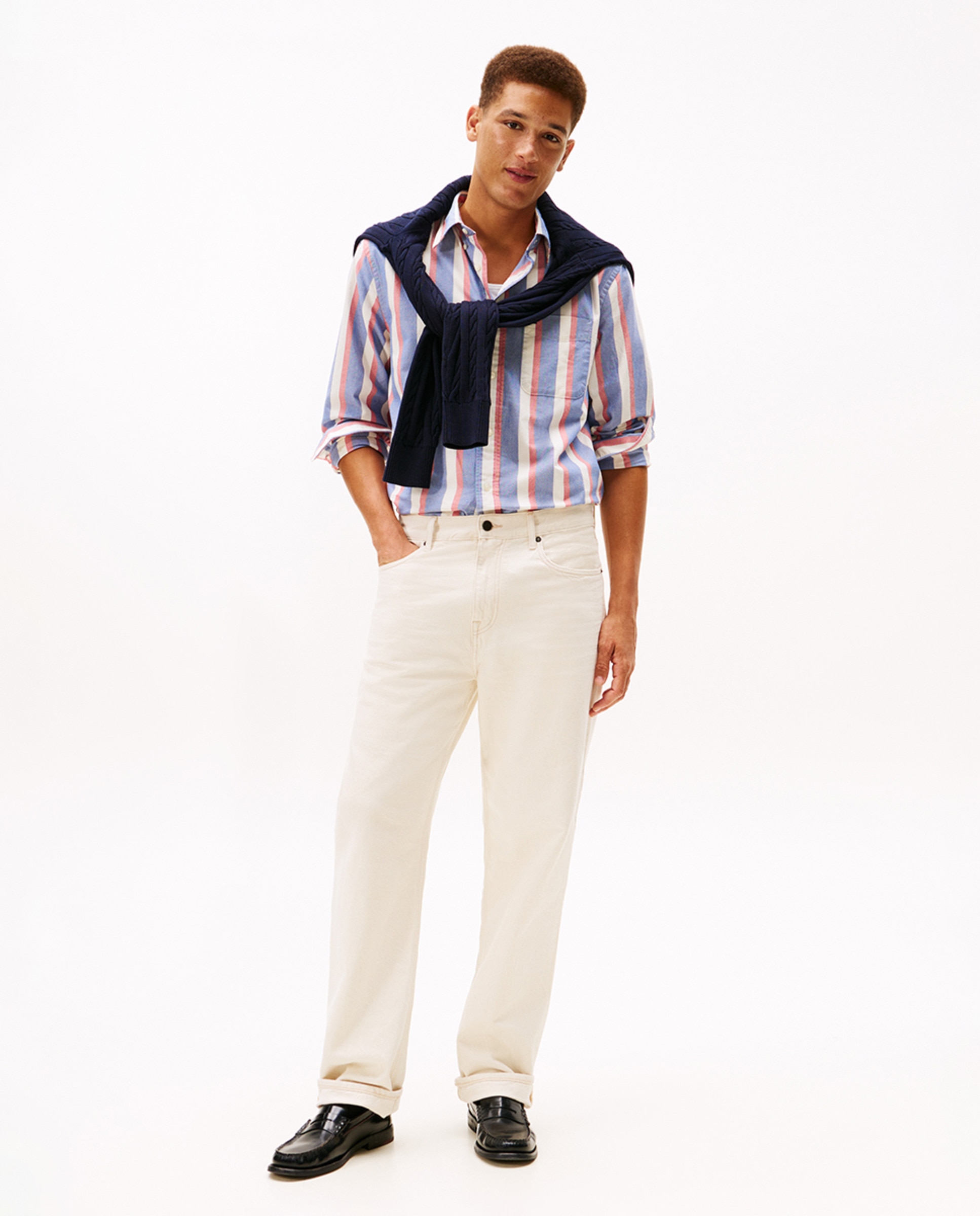 Camisa Oxford Estampada Azul-5