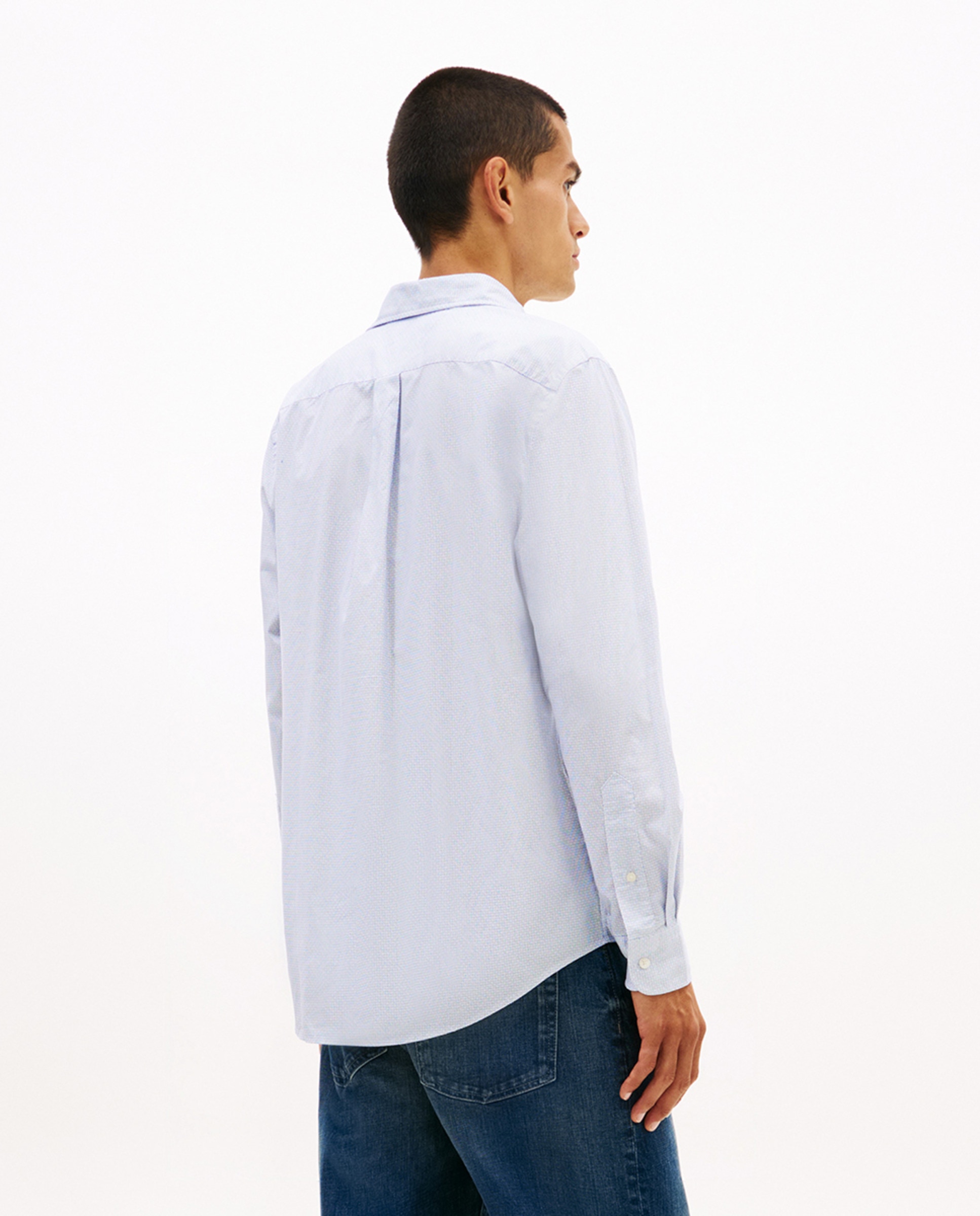 Camisa Estampada de Popelina Azul-2