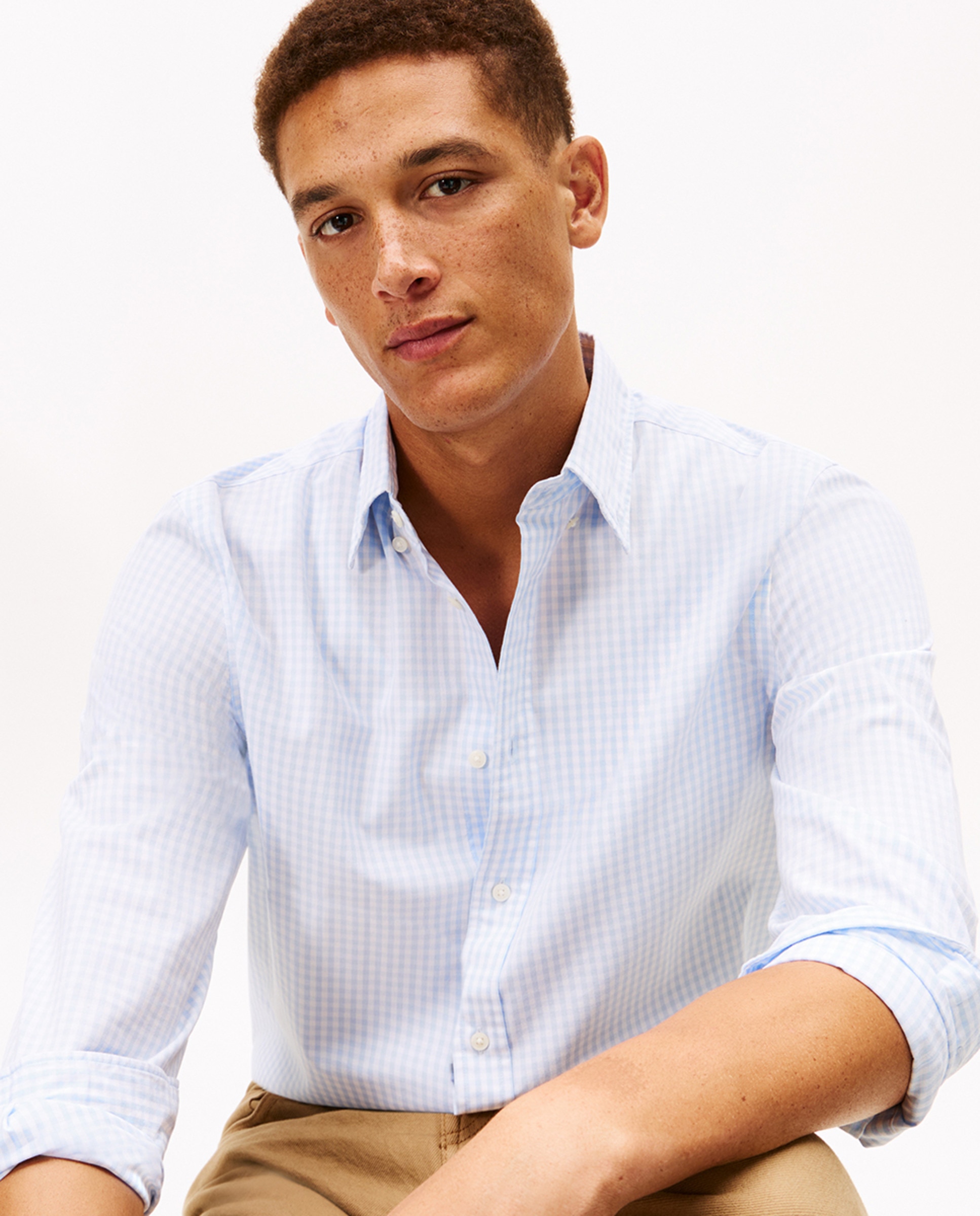 Camisa Estampada de Popelina Azul-claro-3