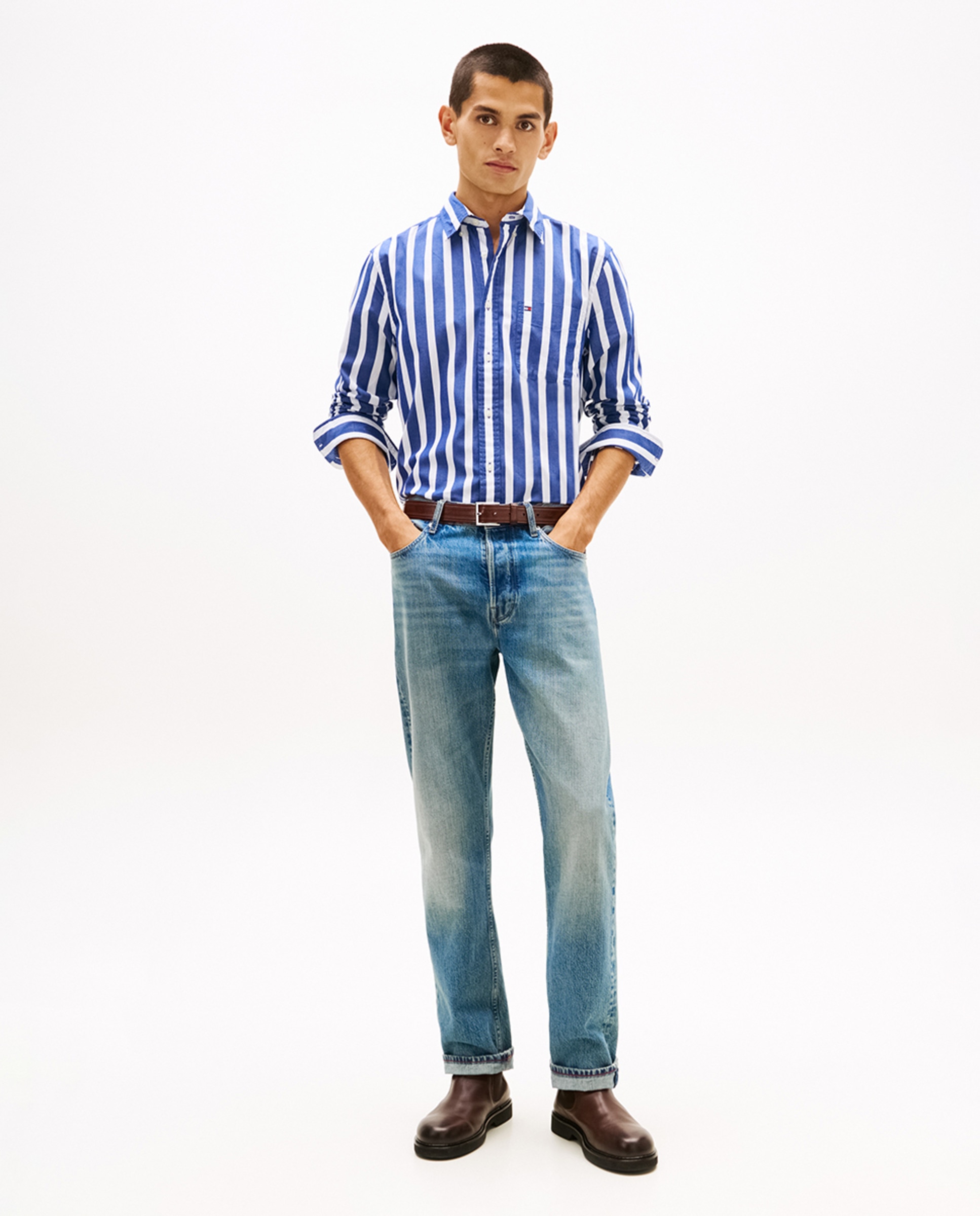 Camisa Estampada de Popelina Azul-6