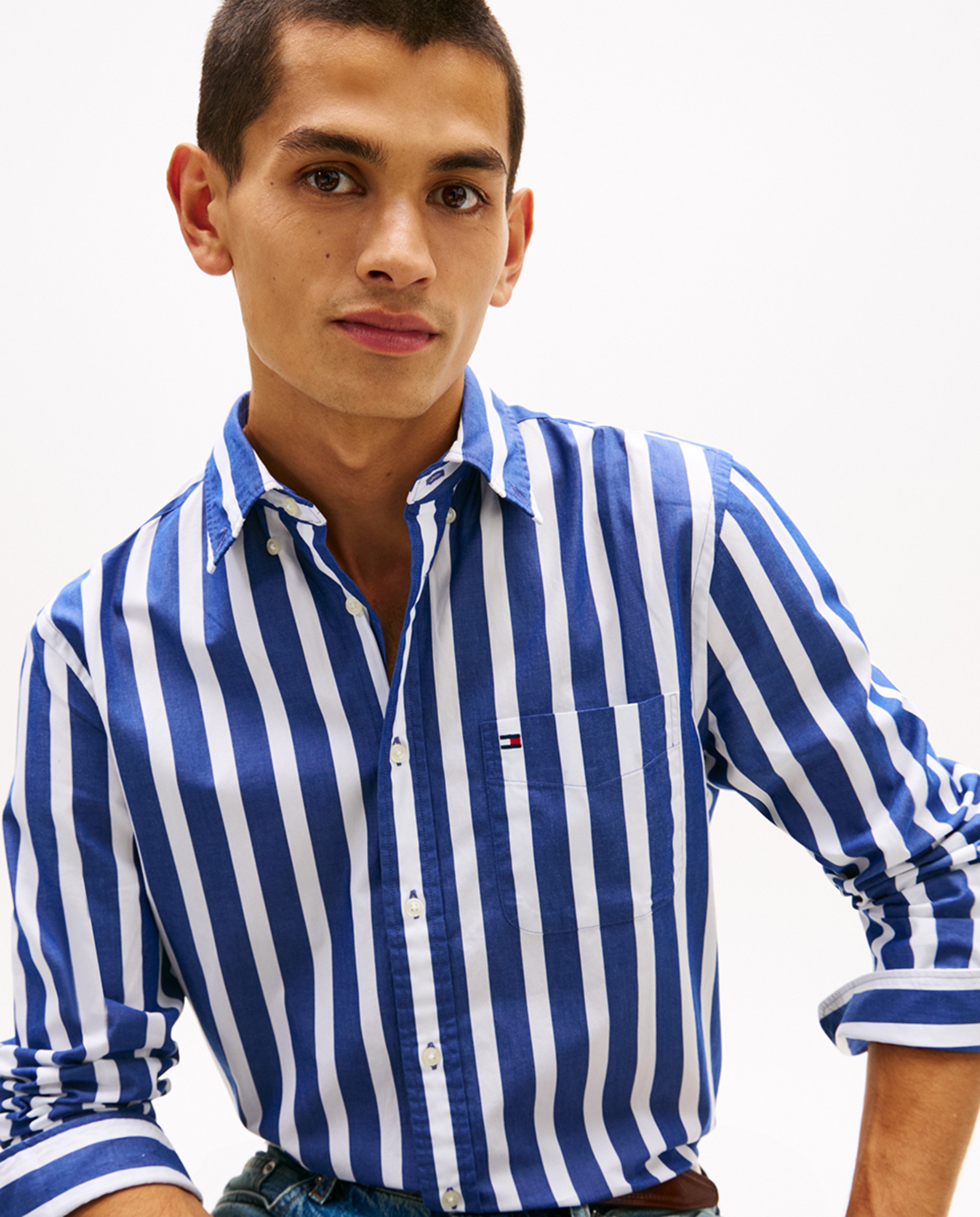 Camisa Estampada de Popelina Azul-3