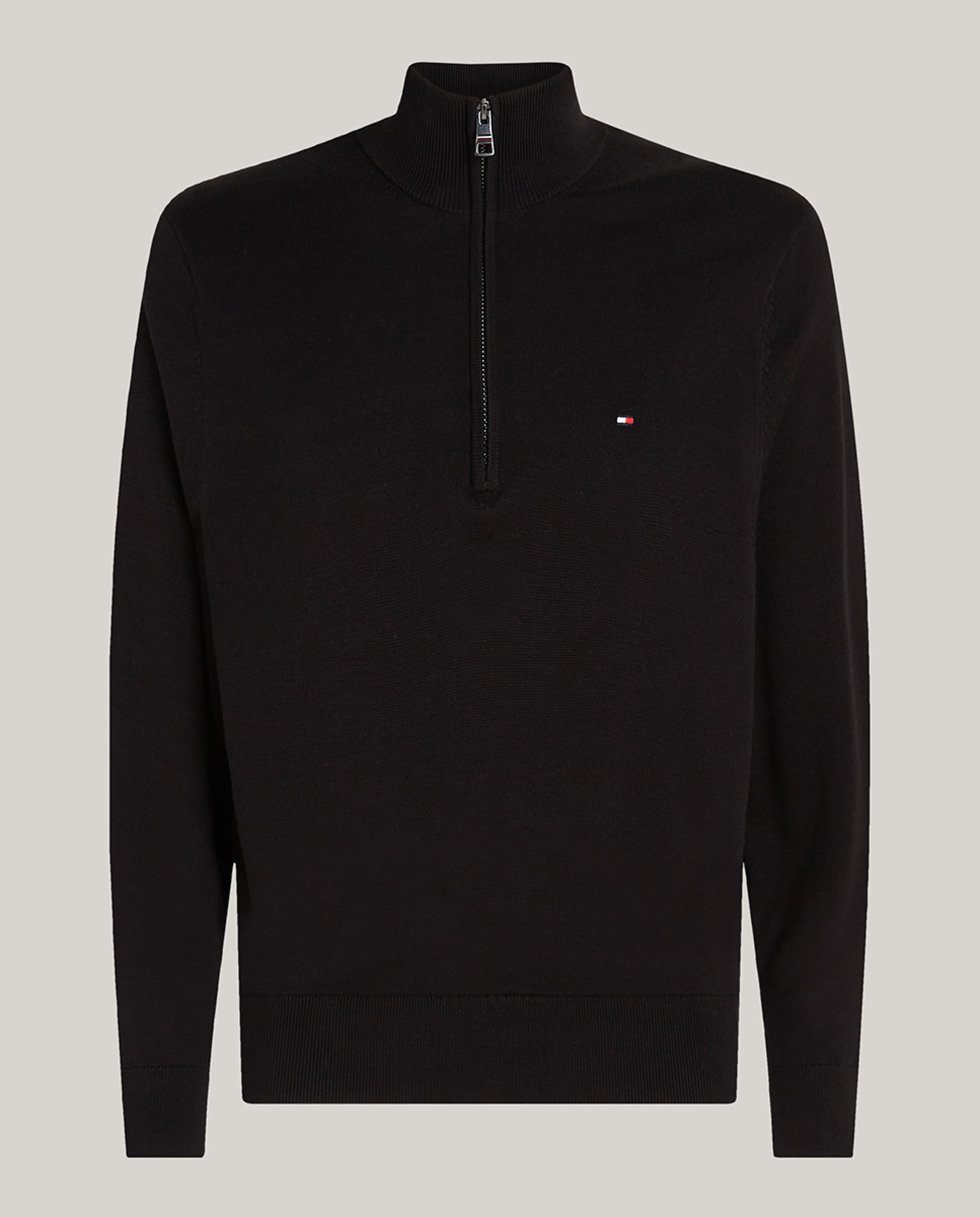 Camisola de Malha Lisa com Meio Fecho de Correr Preto-4