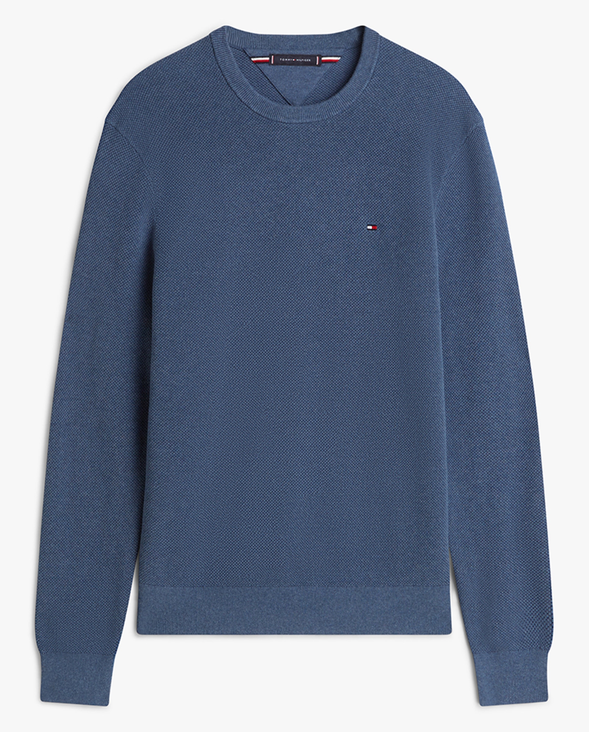 Camisola de Malha Lisa de Algodão com Gola Redonda Azul-índigo-5
