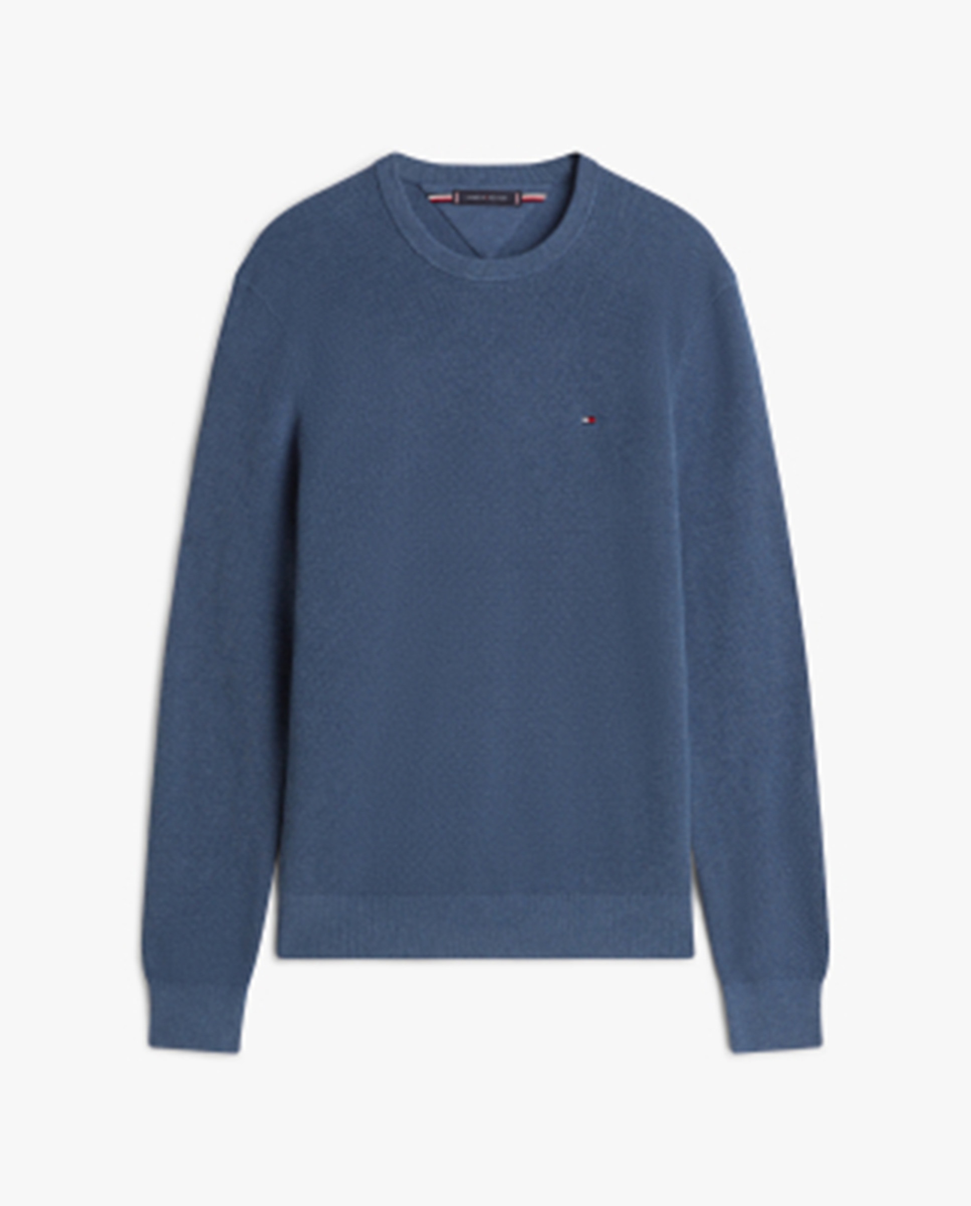 Camisola de Malha Lisa de Algodão com Gola Redonda Azul-índigo-4