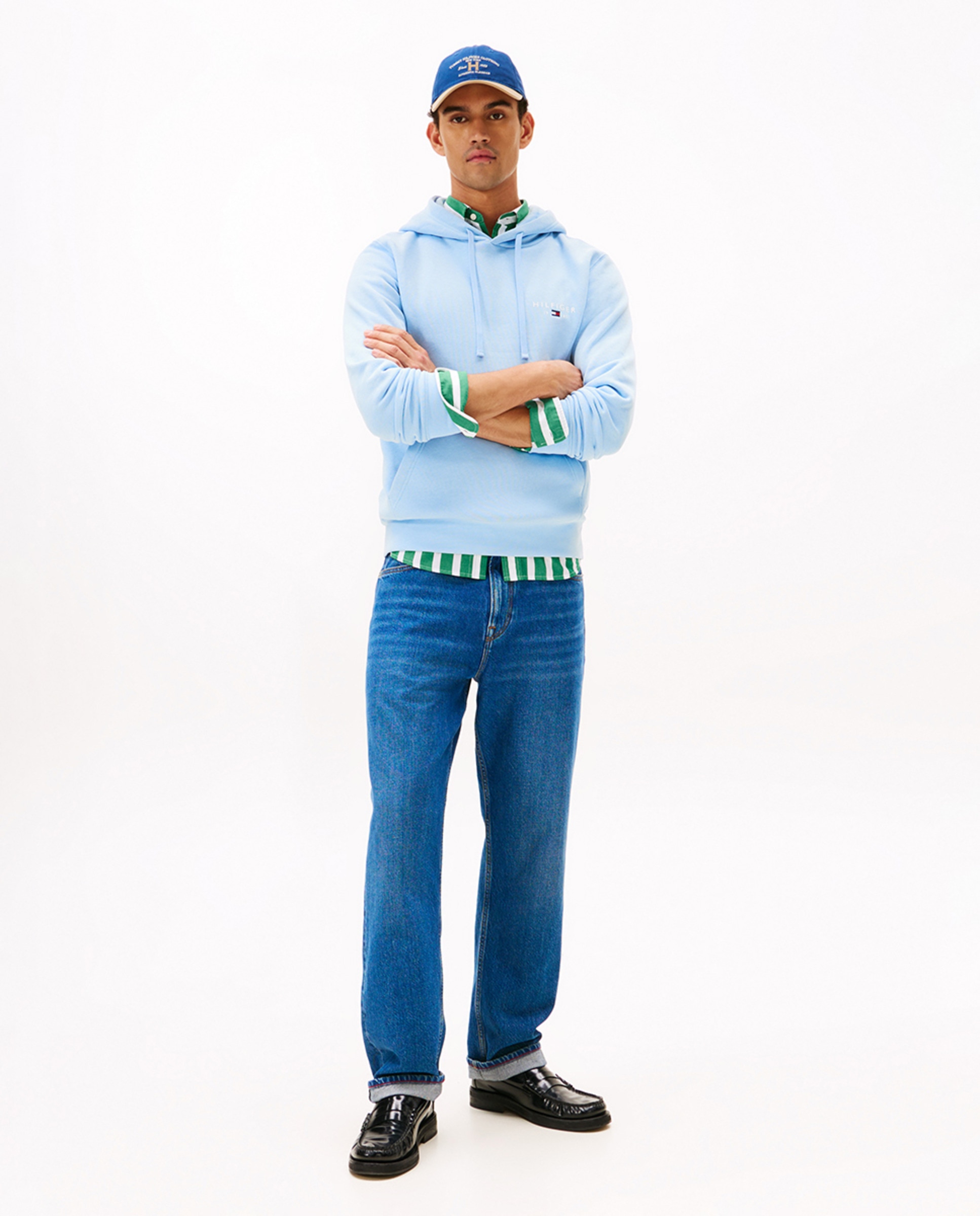 Sweatshirt com Capuz e sem Fecho de Correr Azul-5