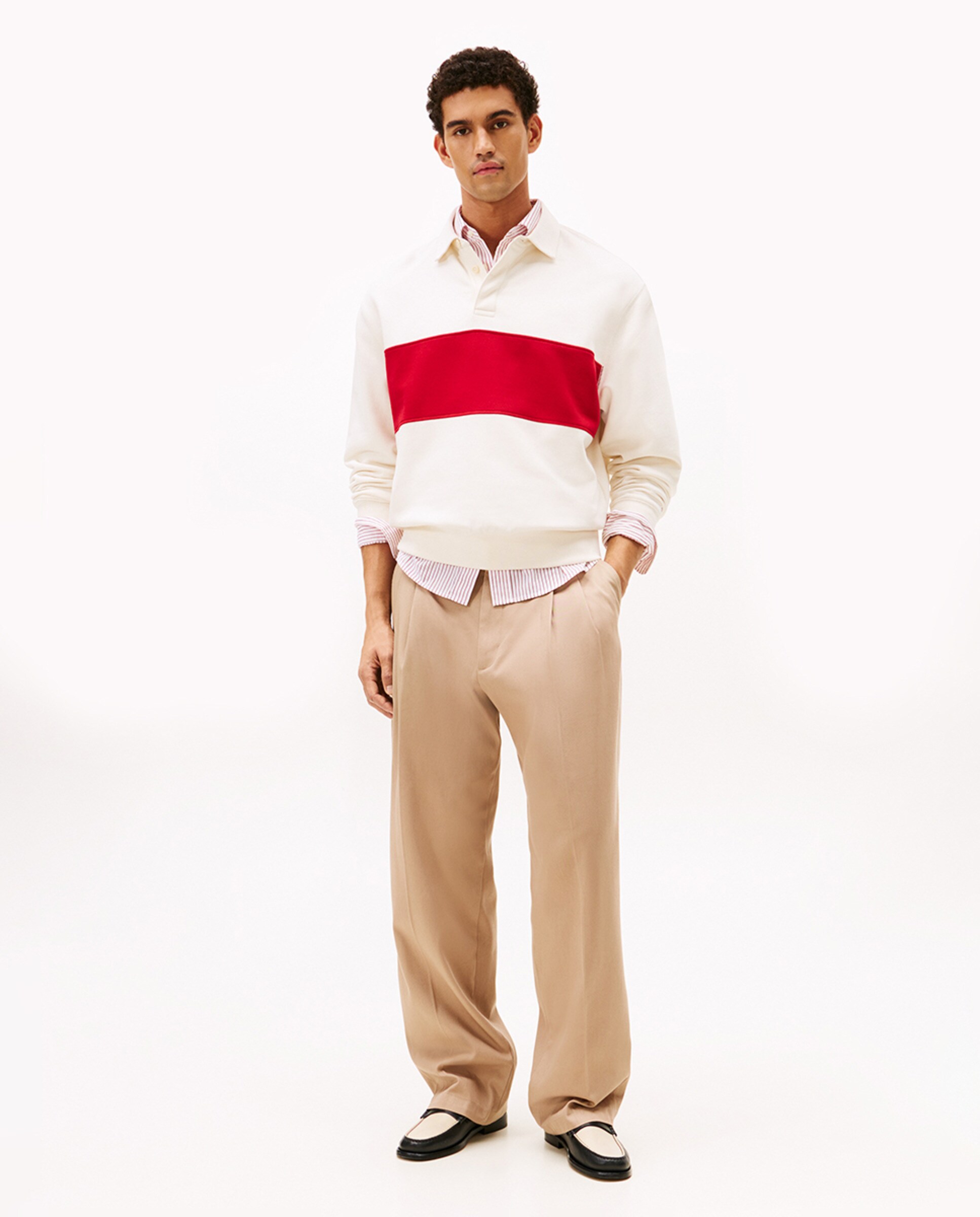 Sweatshirt Tipo Polo Estampada Branco-5