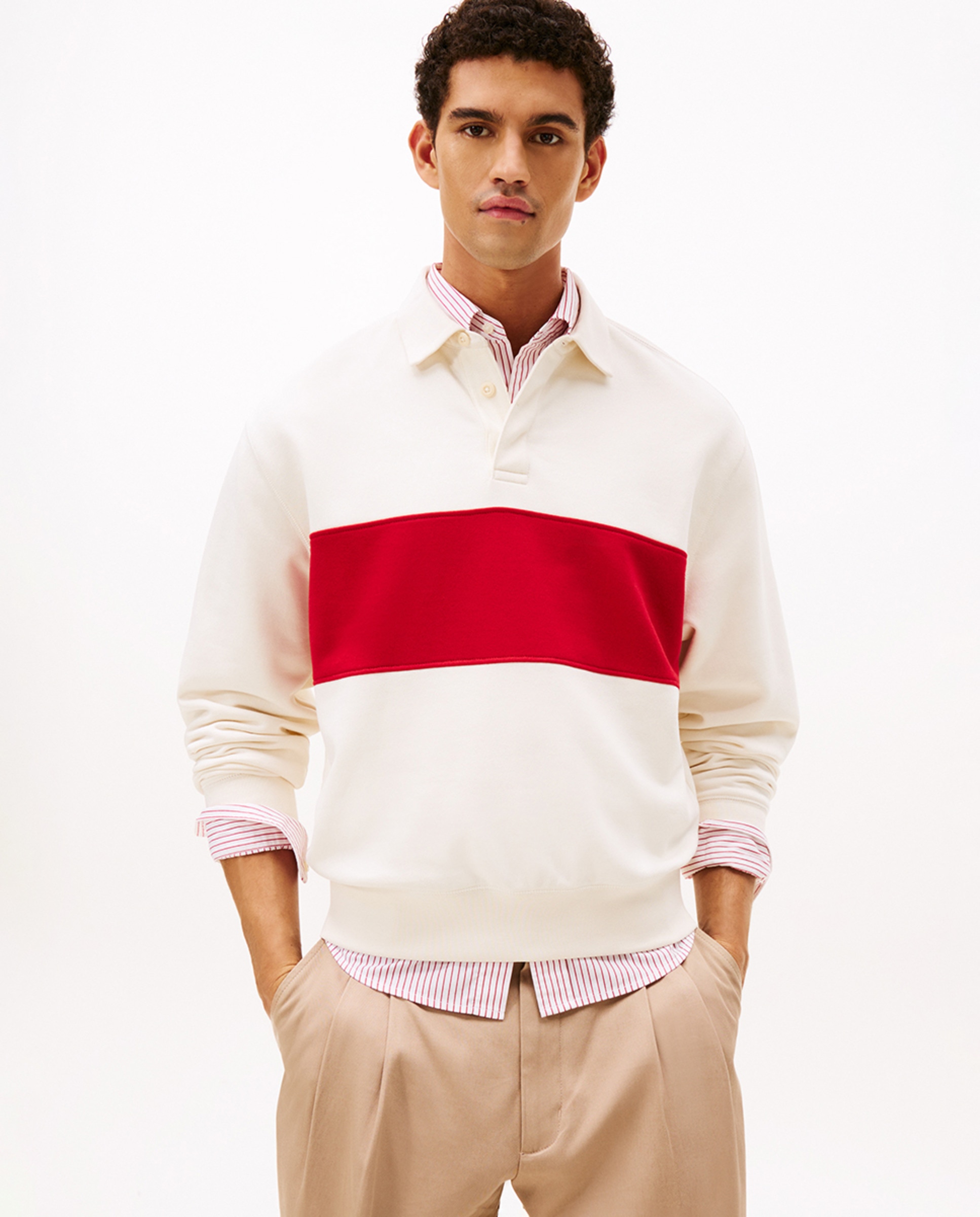 Sweatshirt Tipo Polo Estampada Branco-1