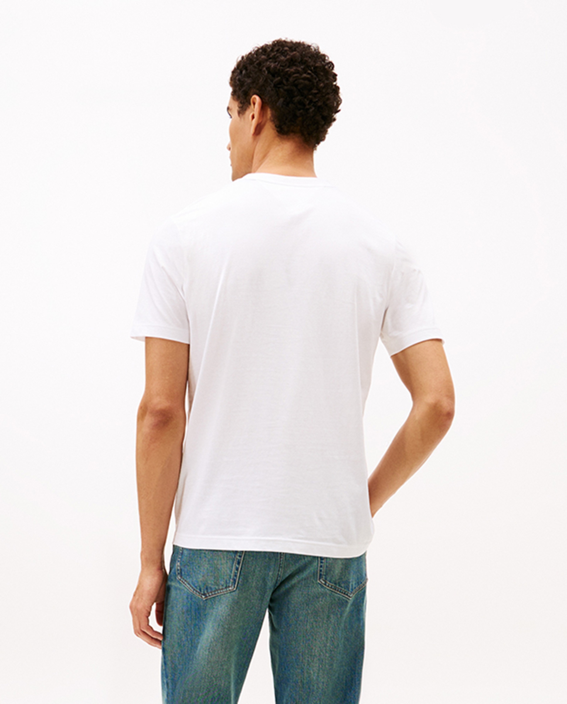 T-shirt de Manga Curta com Gola Redonda Branco-2