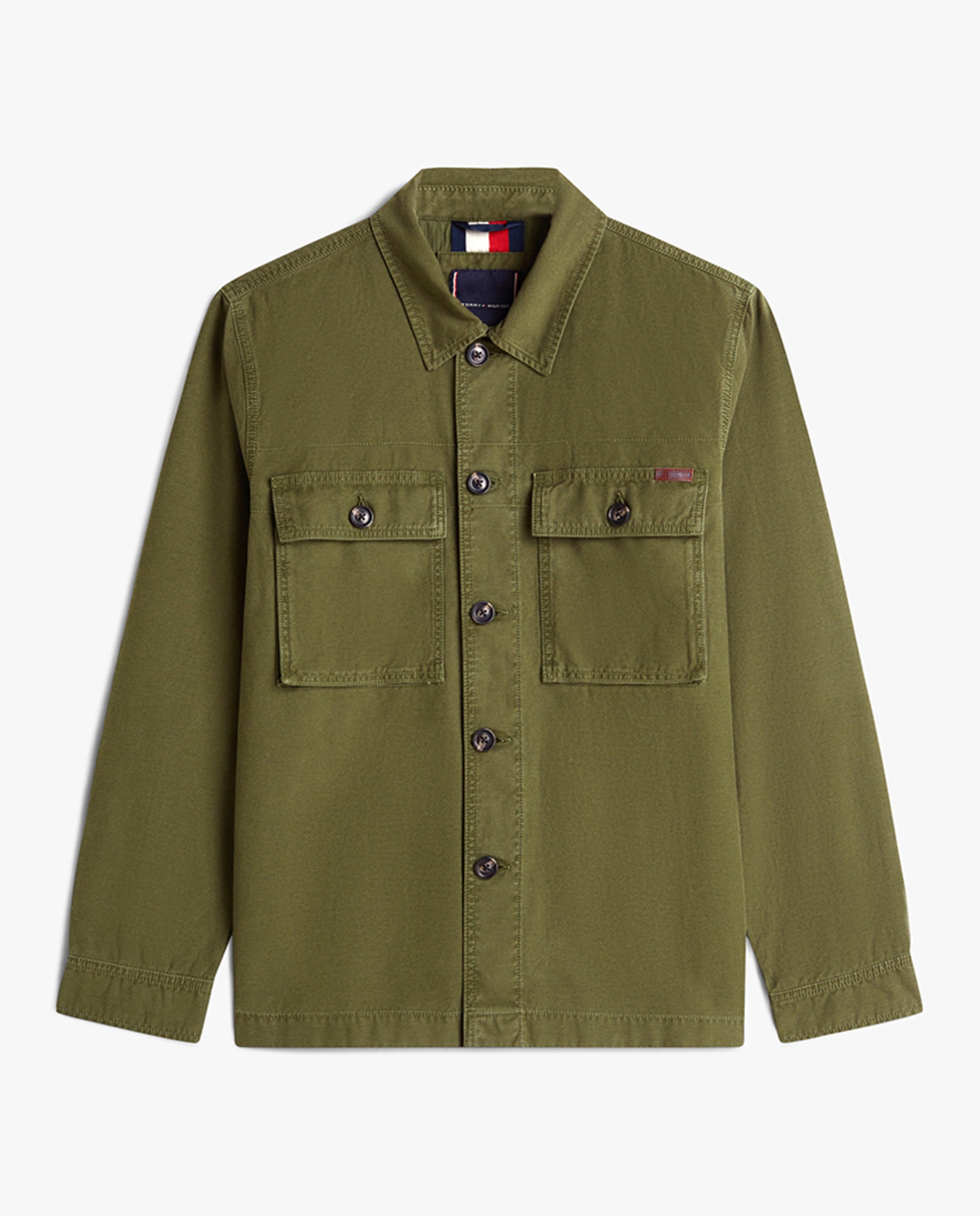 Sobrecamisa Lisa com Efeito de Lavagem Verde-militar-5