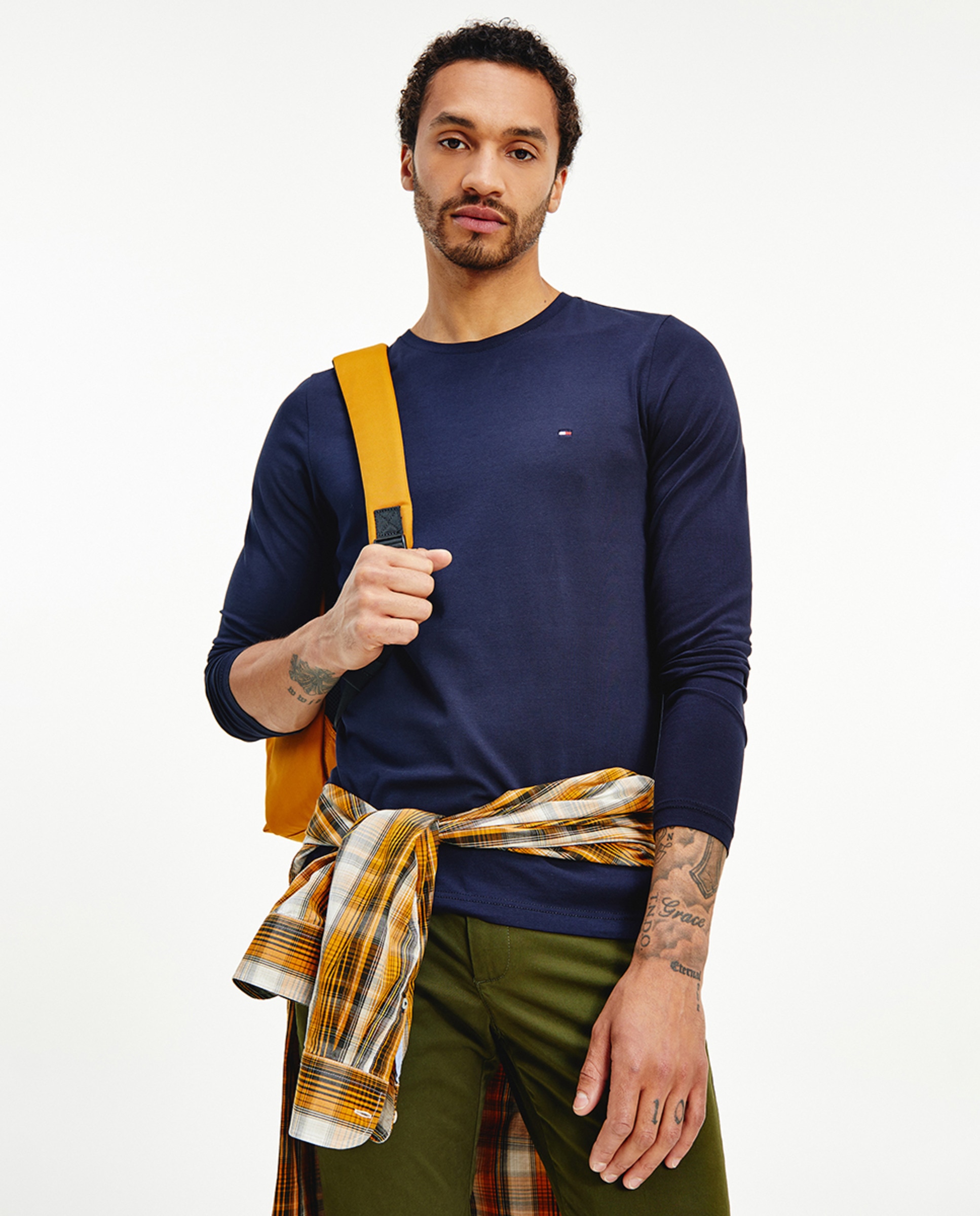 Camisola de homem com manga comprida Azul-marinho-1