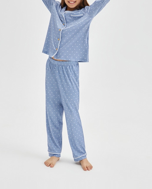 Imagen 0 de Pijama de niña largo abotonado con all over print