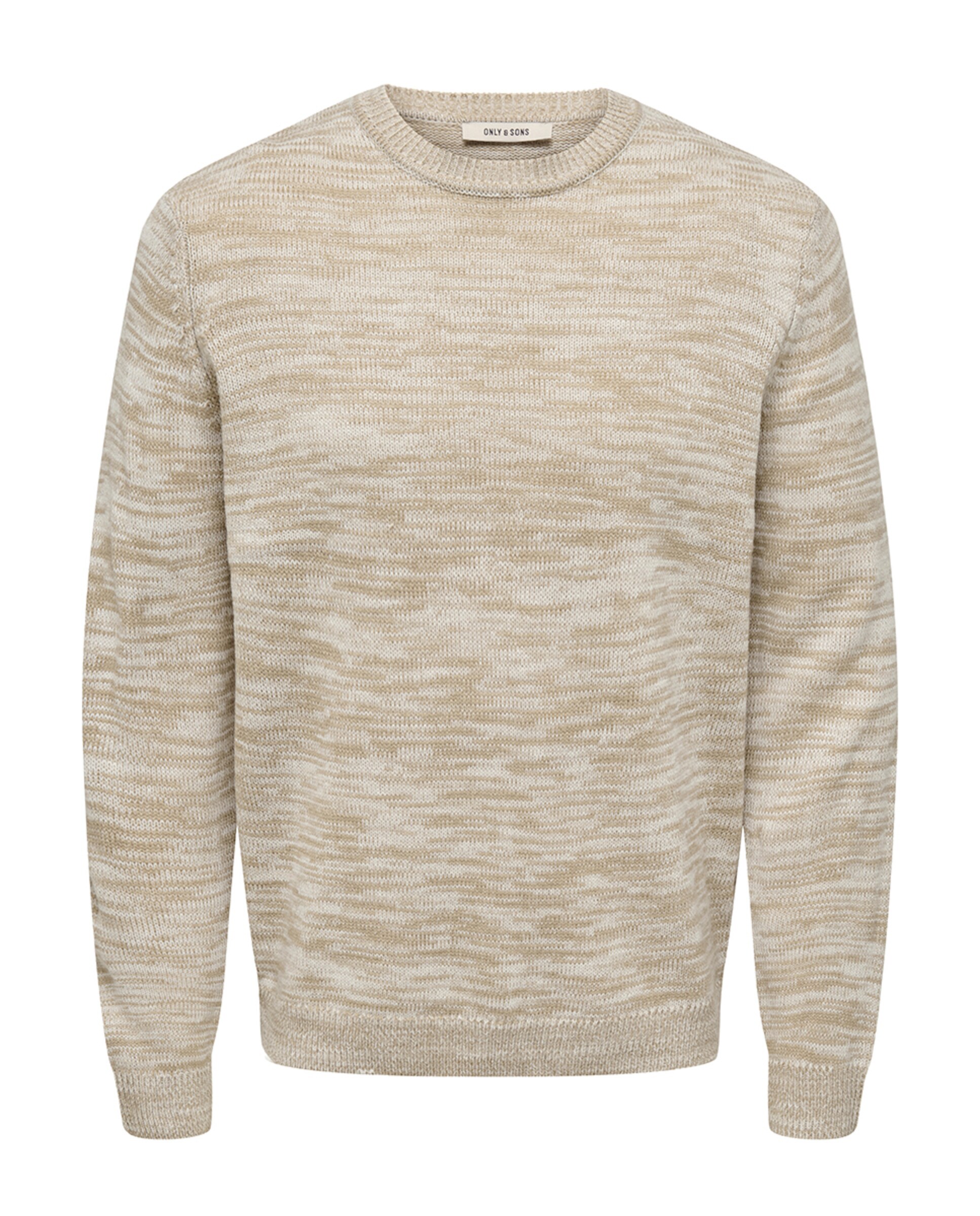 Camisola de Malha Regular Fit com Gola Redonda Bege-5