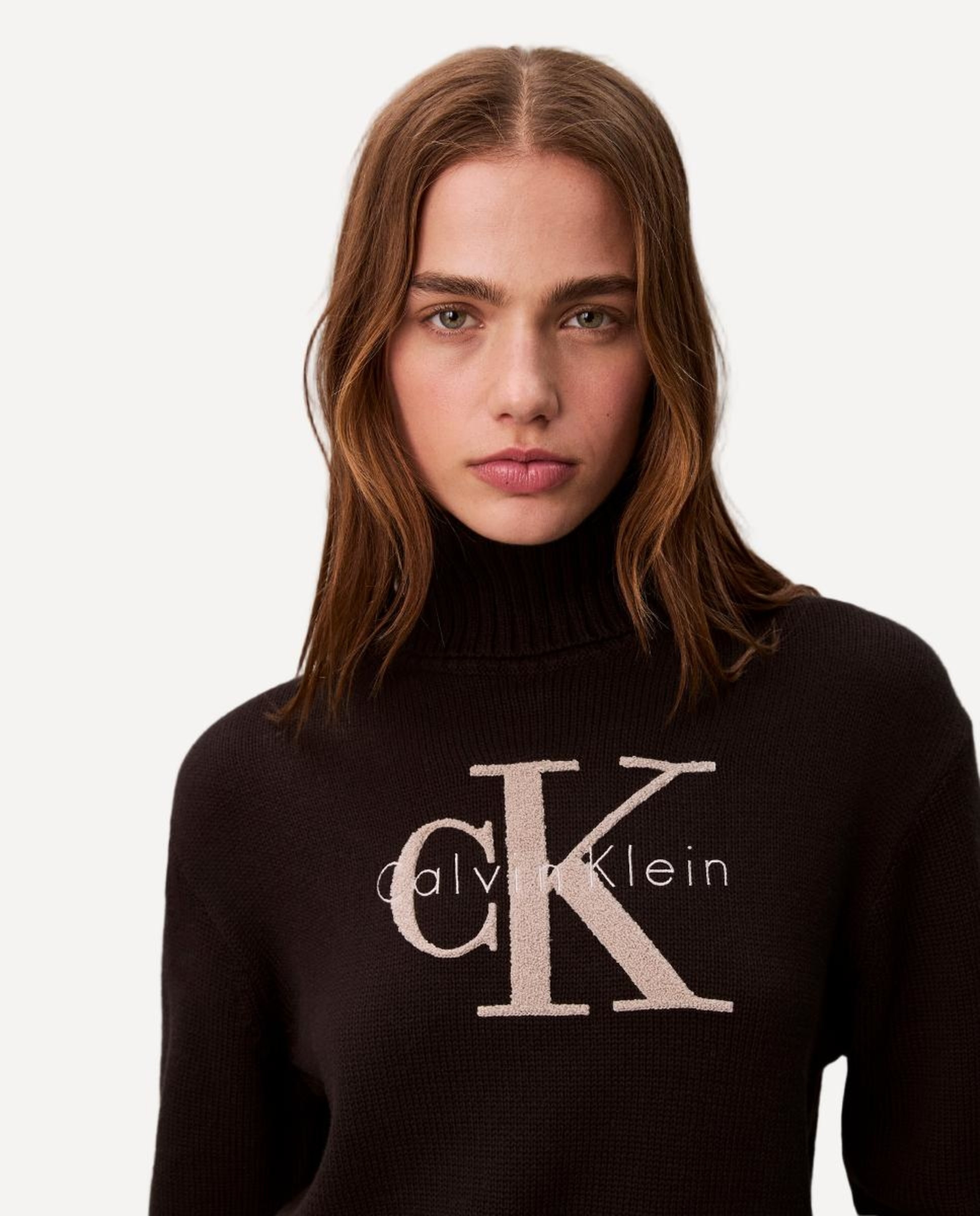 Camisola de Malha com Logótipo em Chenille Preto-3