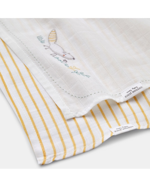 Imagen 0 de Muselinas Cotton Juice Baby Home Bosque pack 2 bordadas zorro