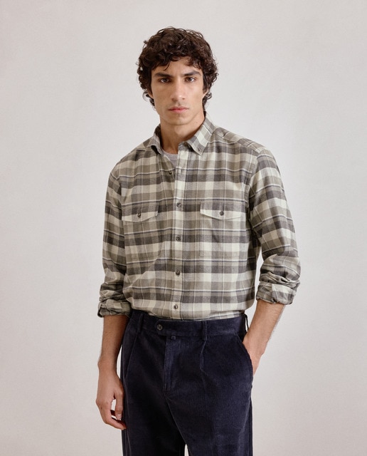 Camisa de sport ml de franela con thermolite cuadros moda.