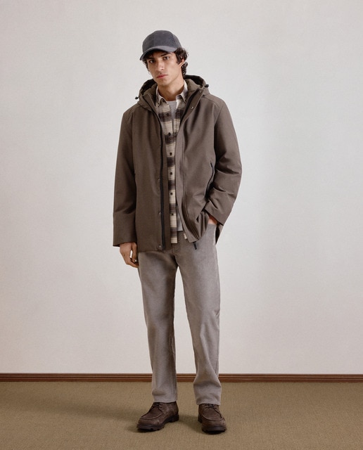 Dustin — Parka larga comfortech capucha fija de hombre.