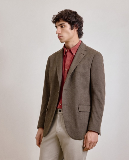 Imagen 0 de Chaqueta de hombre punto espiga modular