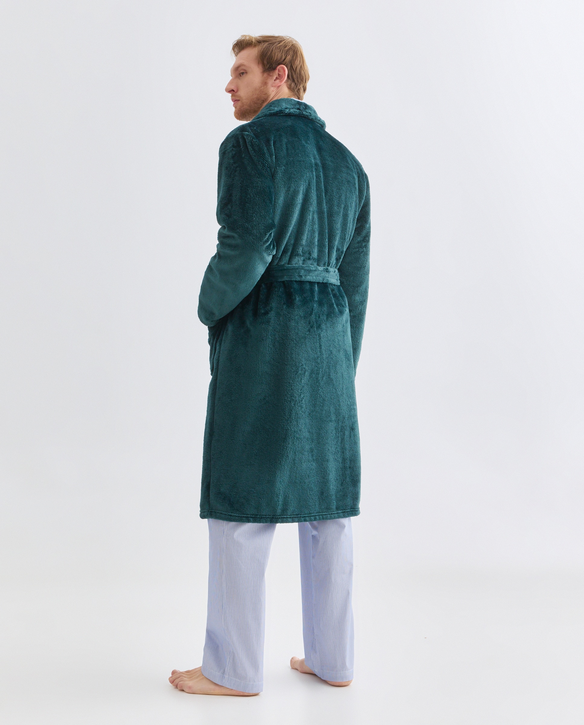 Robe em Velour com Estrutura na Diagonal Verde-2