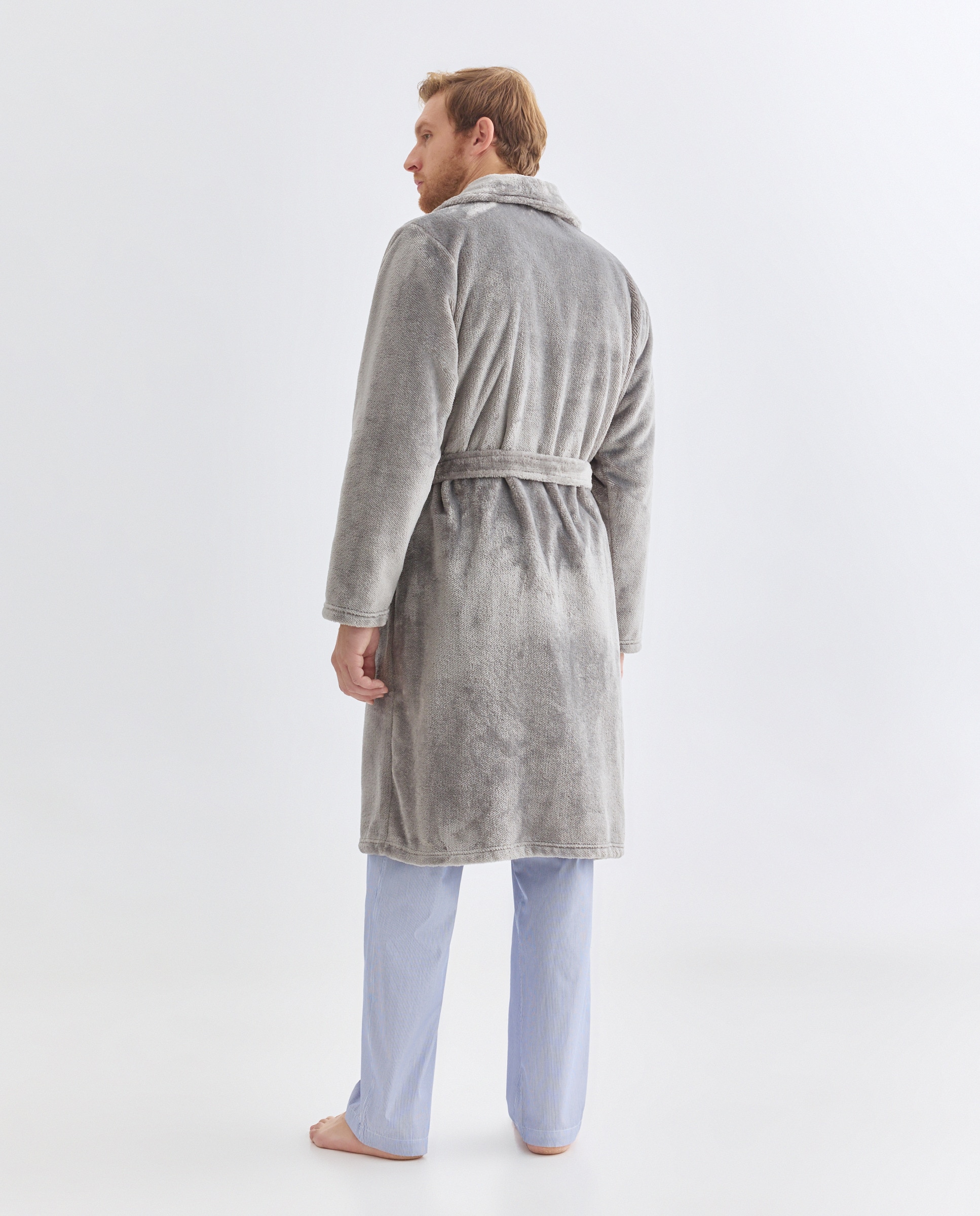 Robe em Velour com Estrutura na Diagonal Cinzento-escuro-2