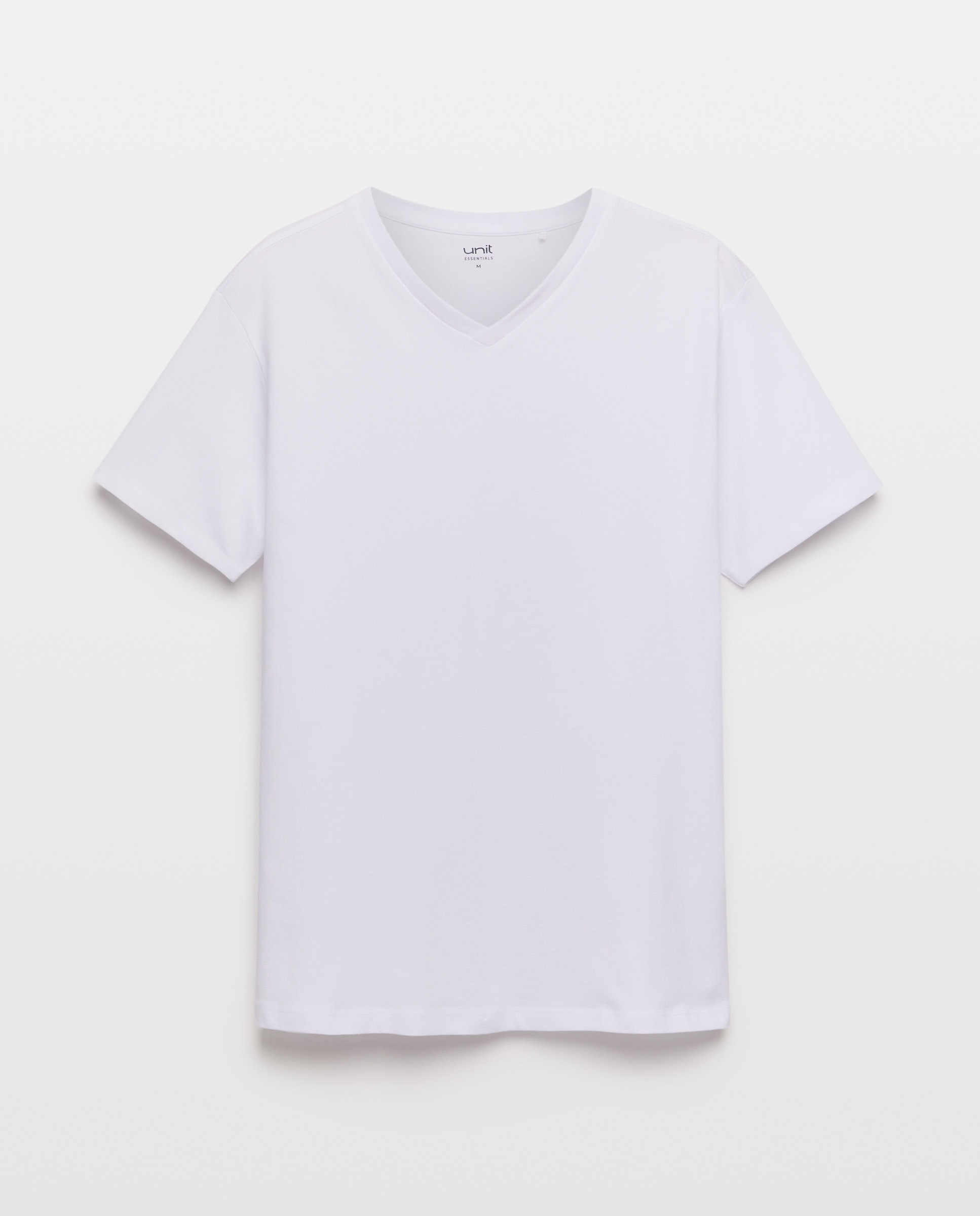 Camiseta de hombre manga corta cuello pico básica Blanco-4
