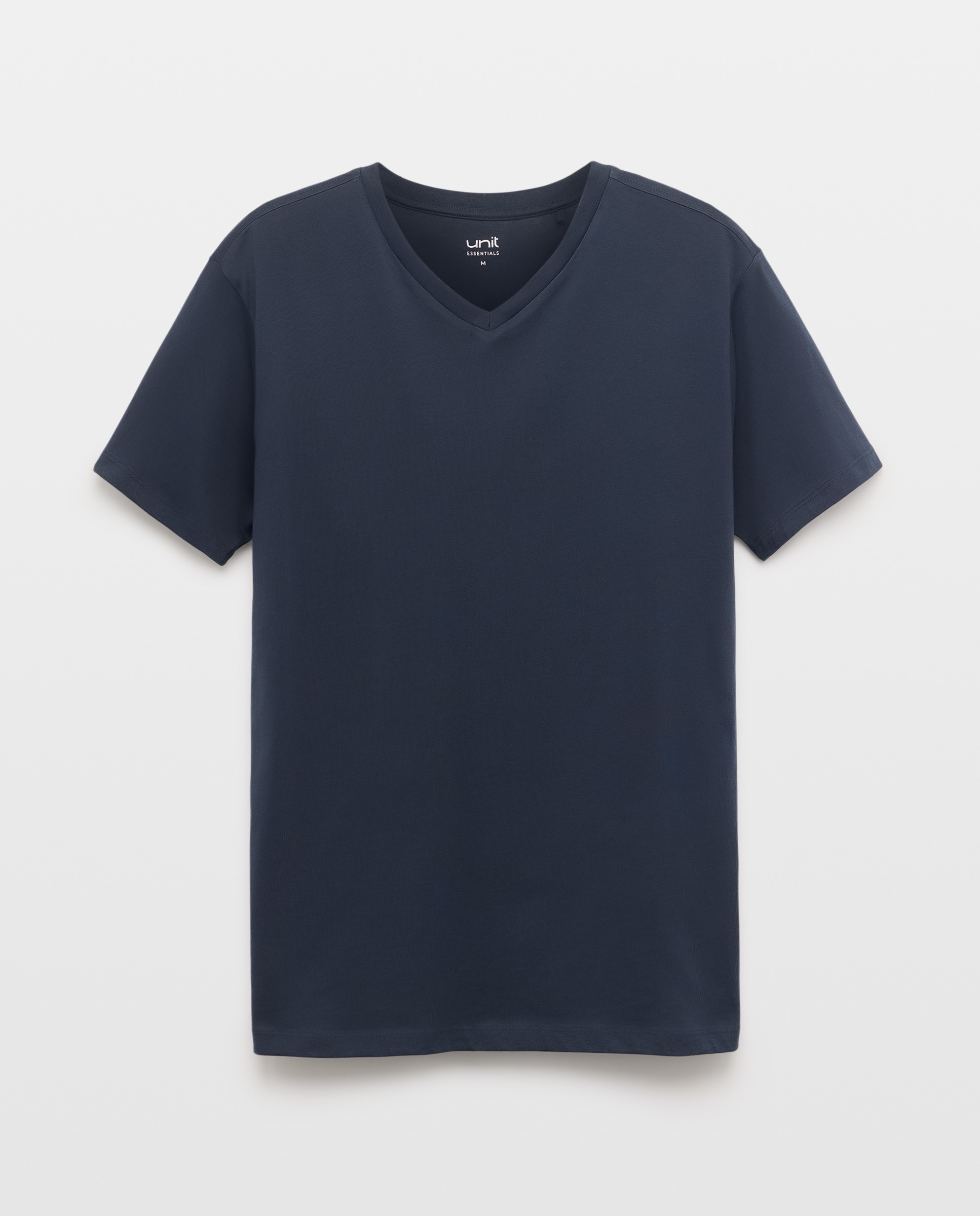 Camiseta de hombre manga corta cuello caja básica Azul marino-4