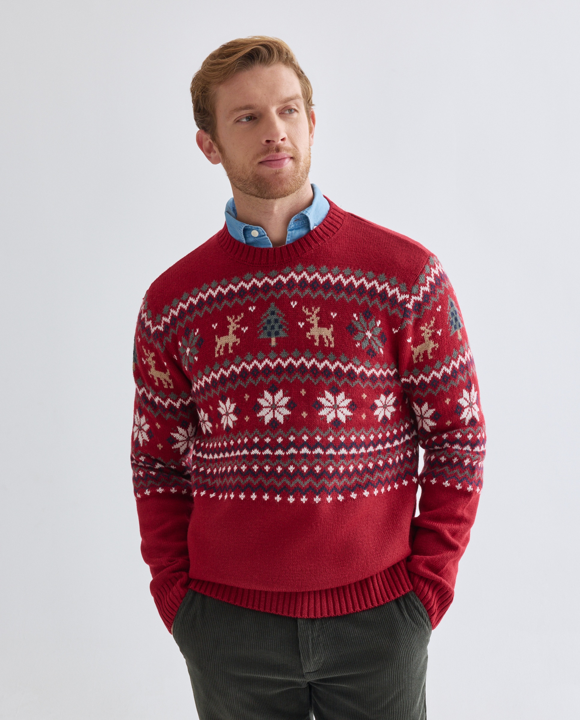 Jersey de hombre cuello caja Christmas 600 Rojo-1