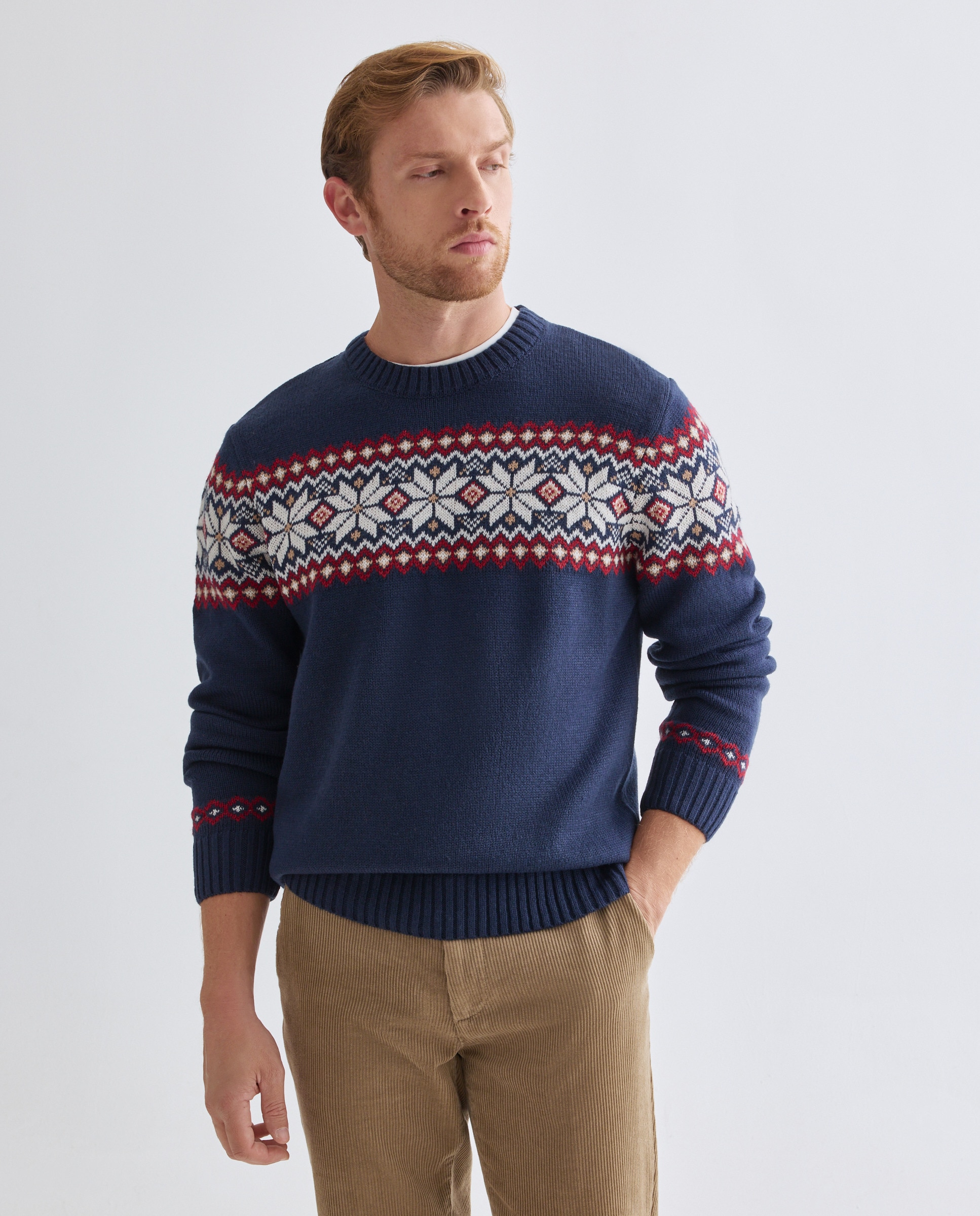 Jersey de hombre cuello caja Christmas Azul marino-1