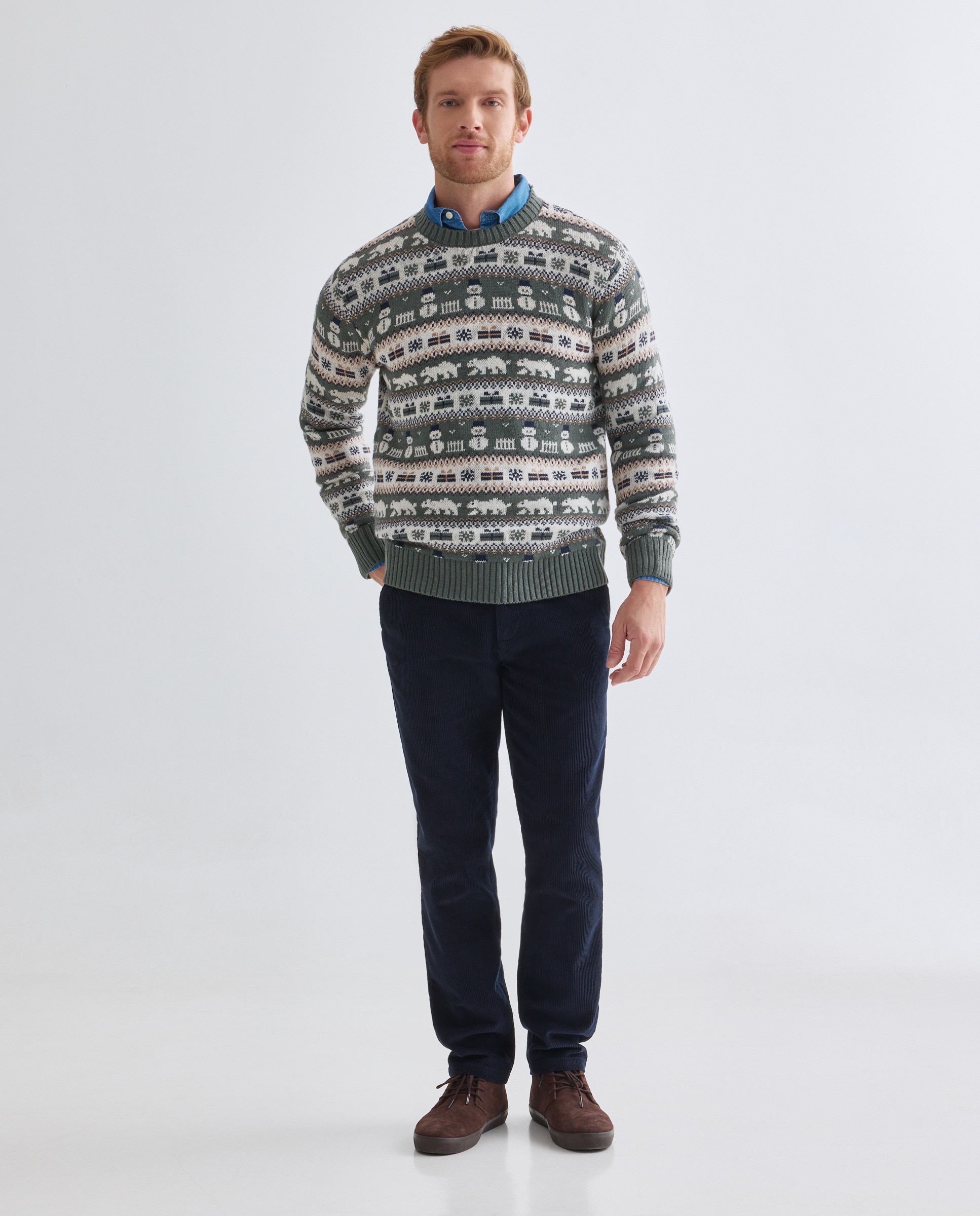 Jersey de hombre cuello caja Christmas Verde-2