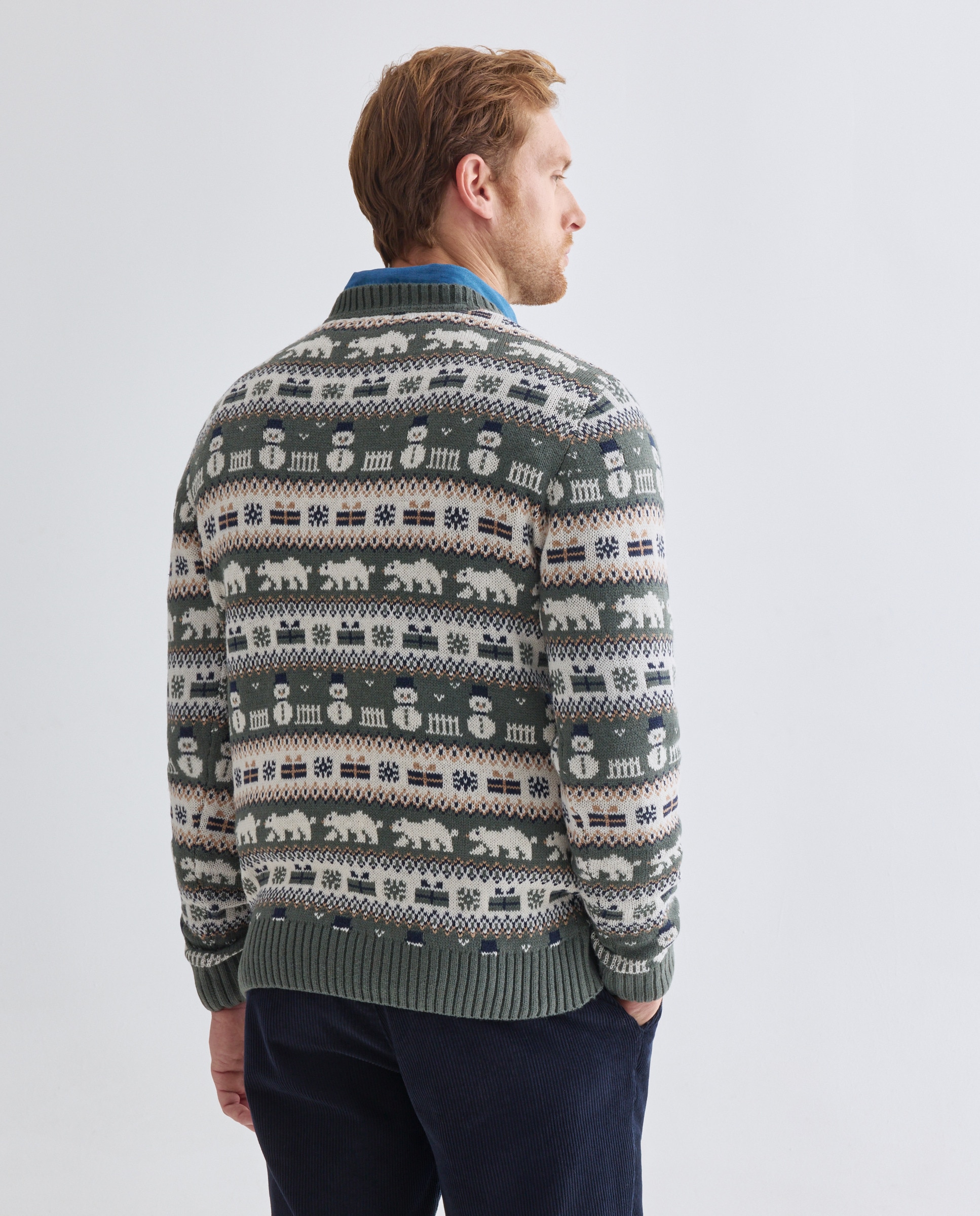 Jersey de hombre cuello caja Christmas Verde-3