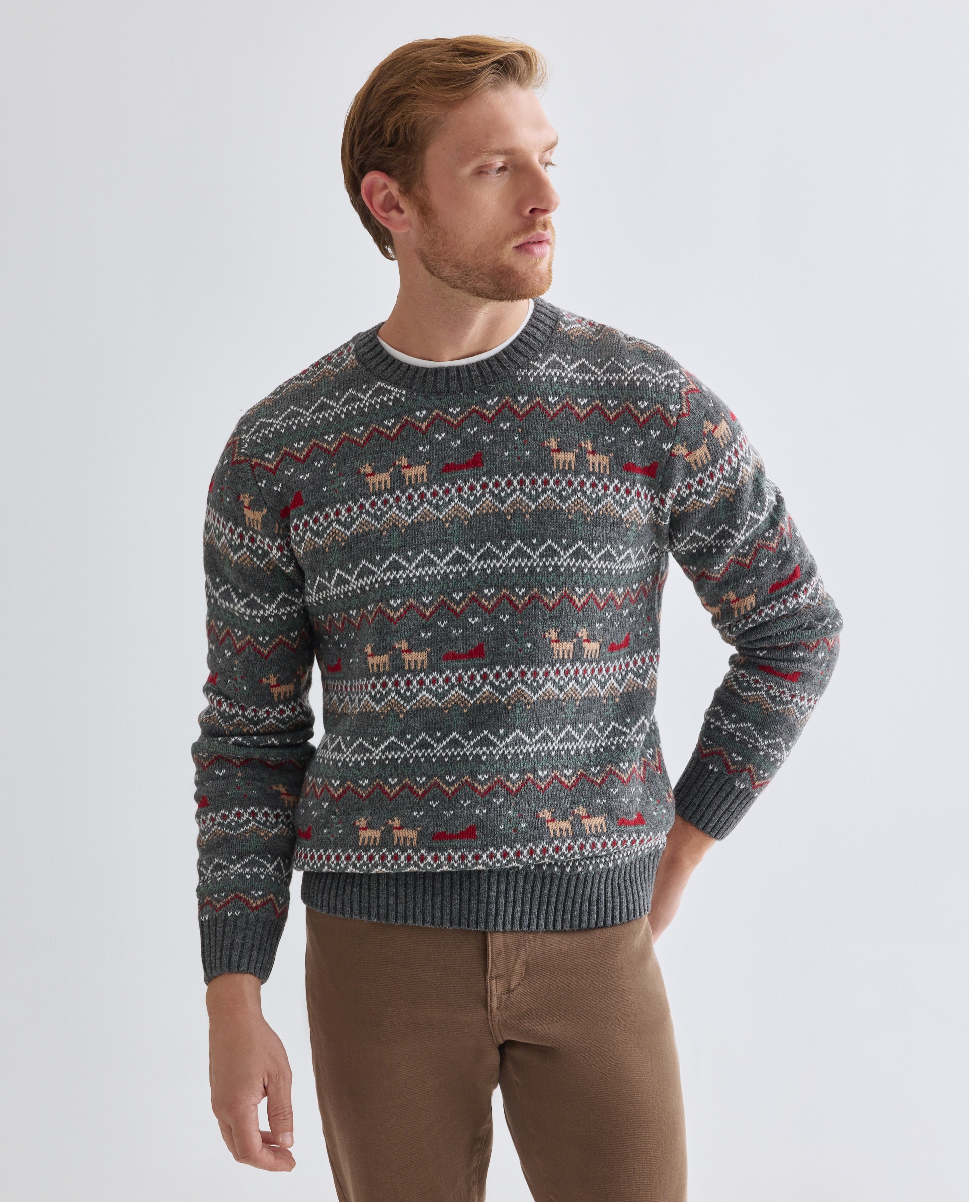 Jersey de hombre cuello caja Christmas 830 Antracita-1