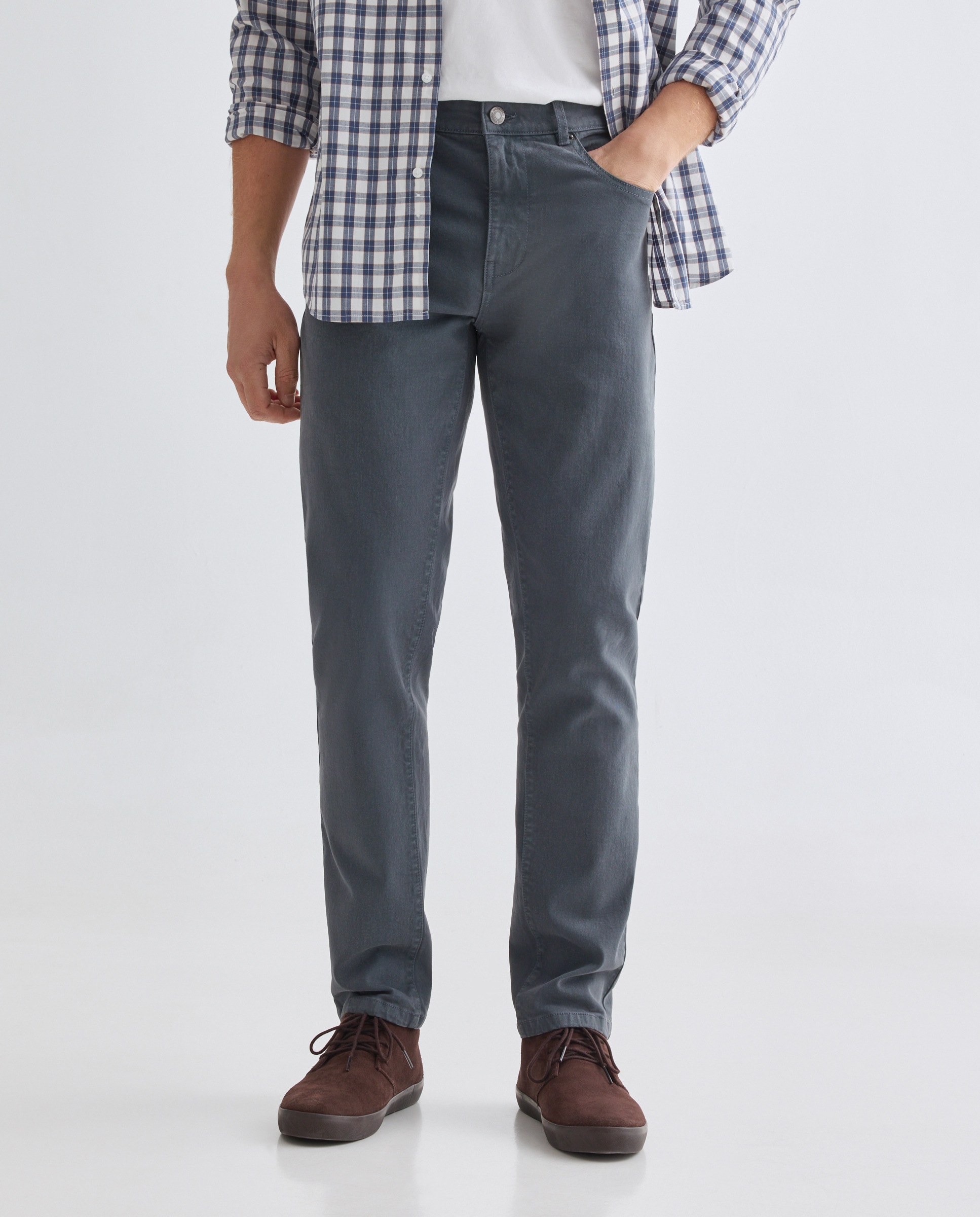 Pantalón hombre cinco bolsillos efecto lavado slim fit 400 Azul-2