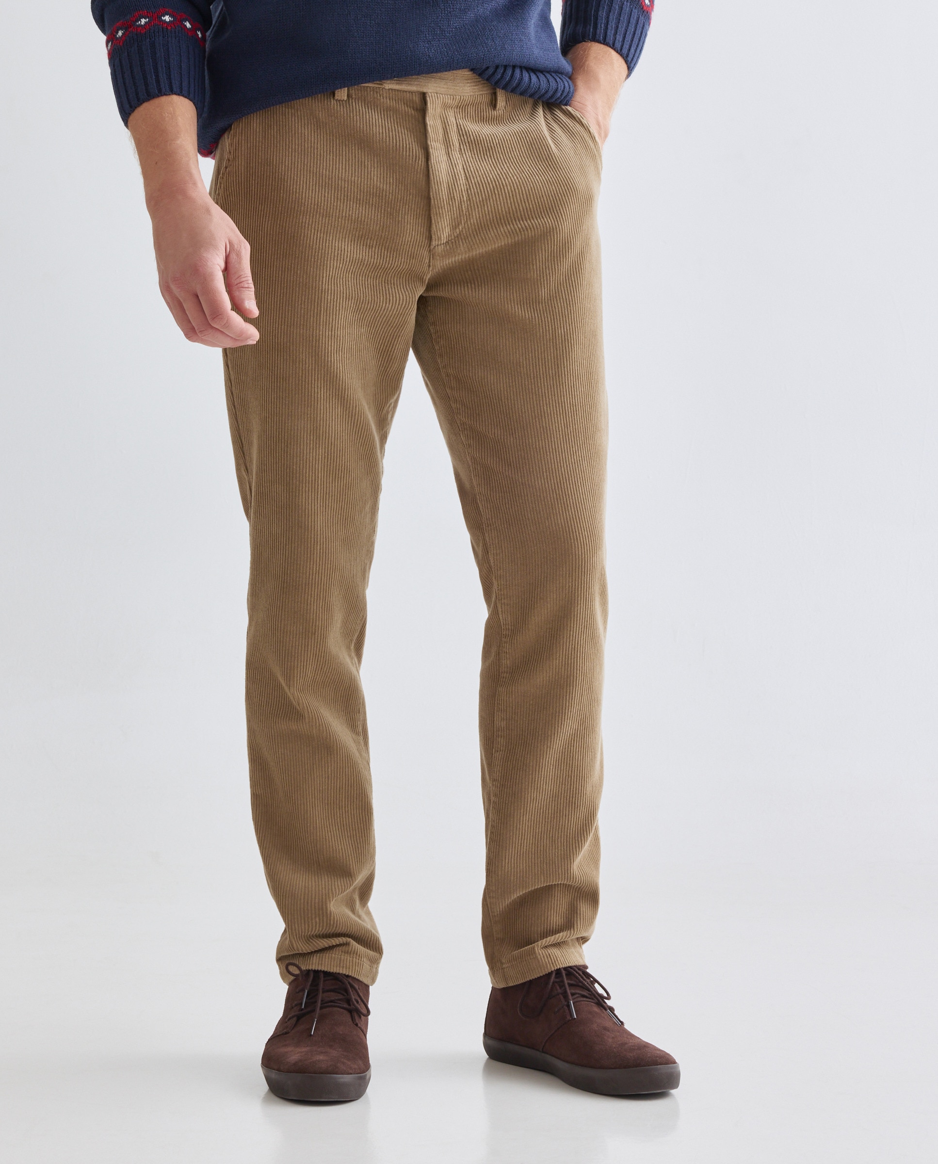 Pantalón hombre chino pana gruesa Visón claro-2