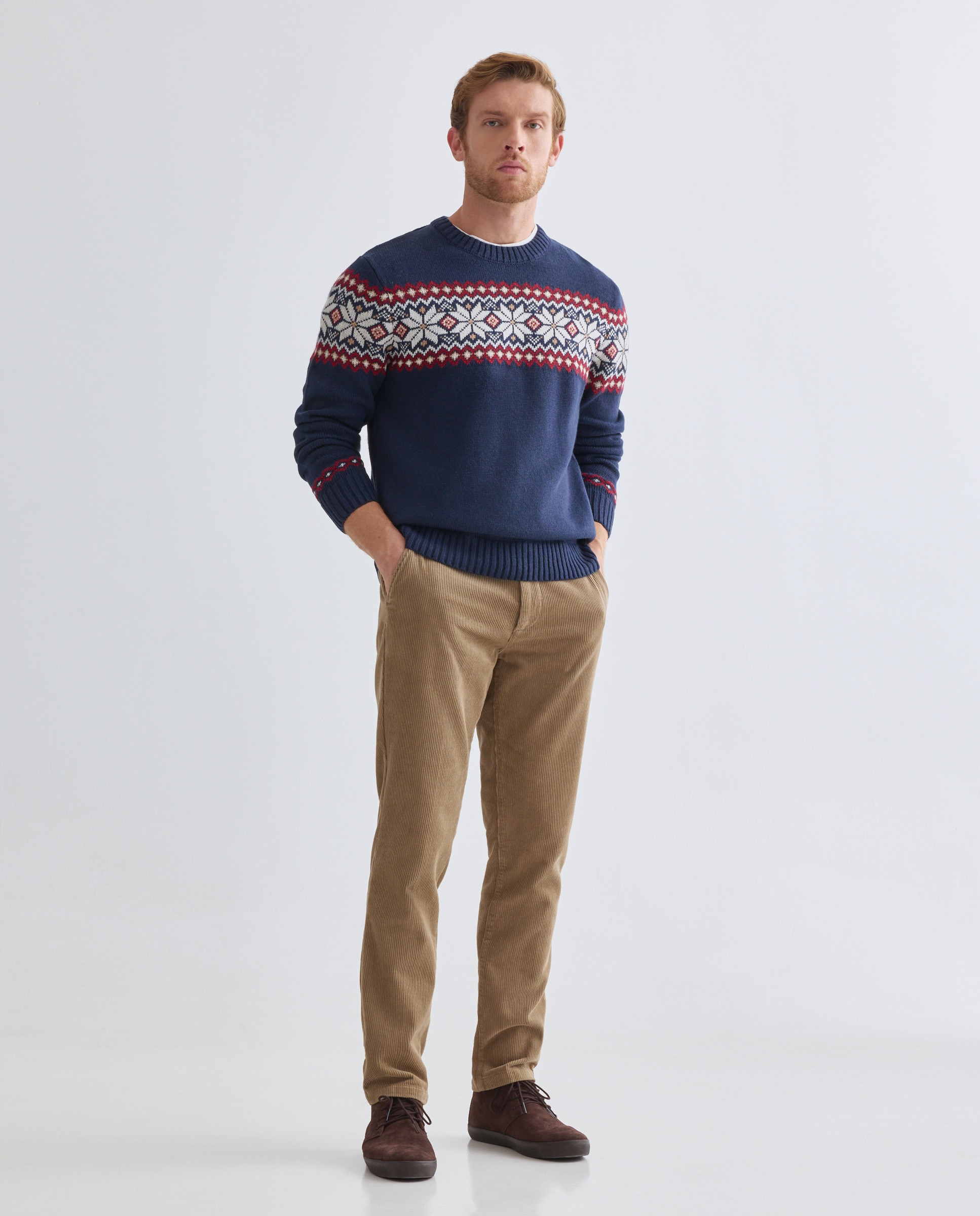 Pantalón hombre chino pana gruesa Visón claro-1