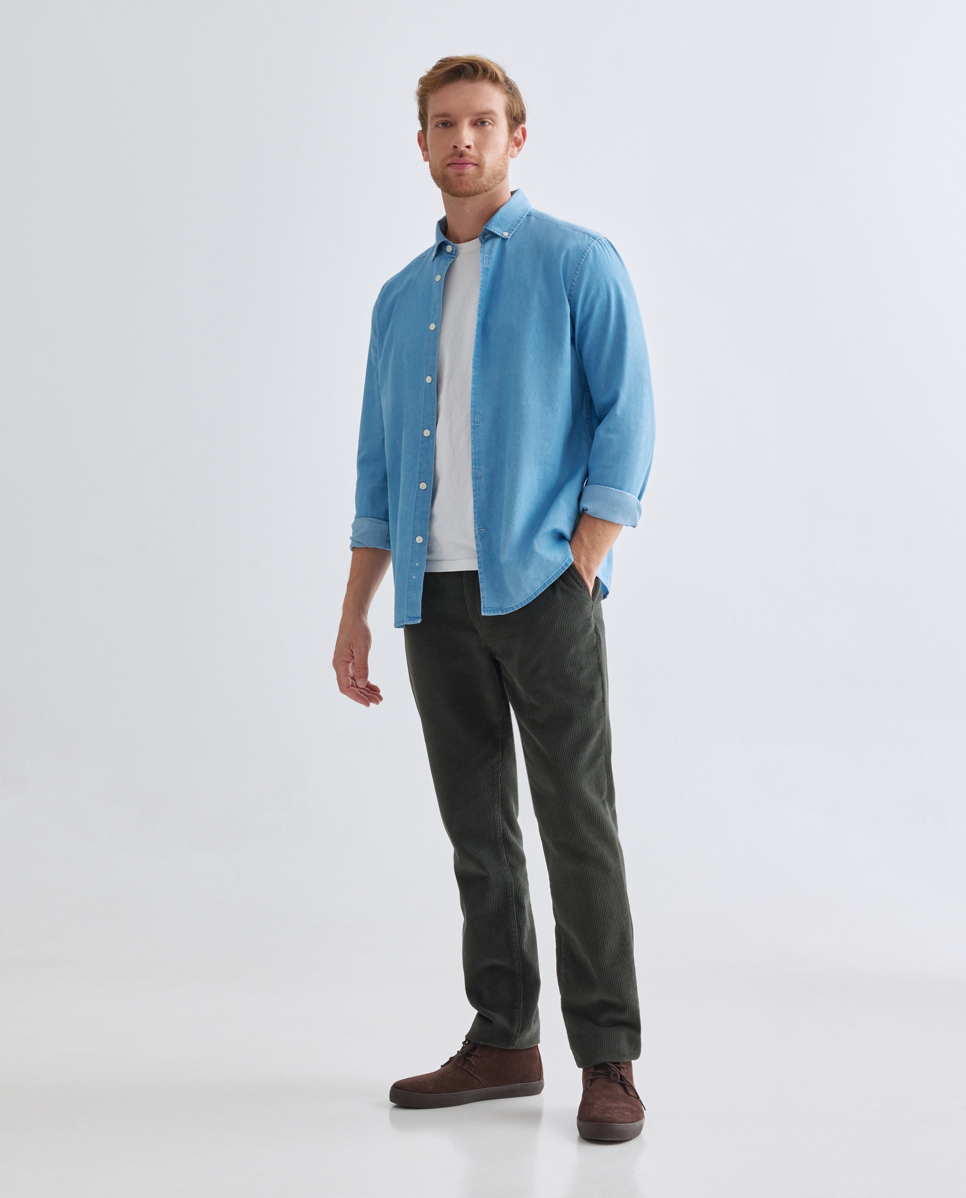 Camisa sport hombre denim regular fit Cerúleo-2