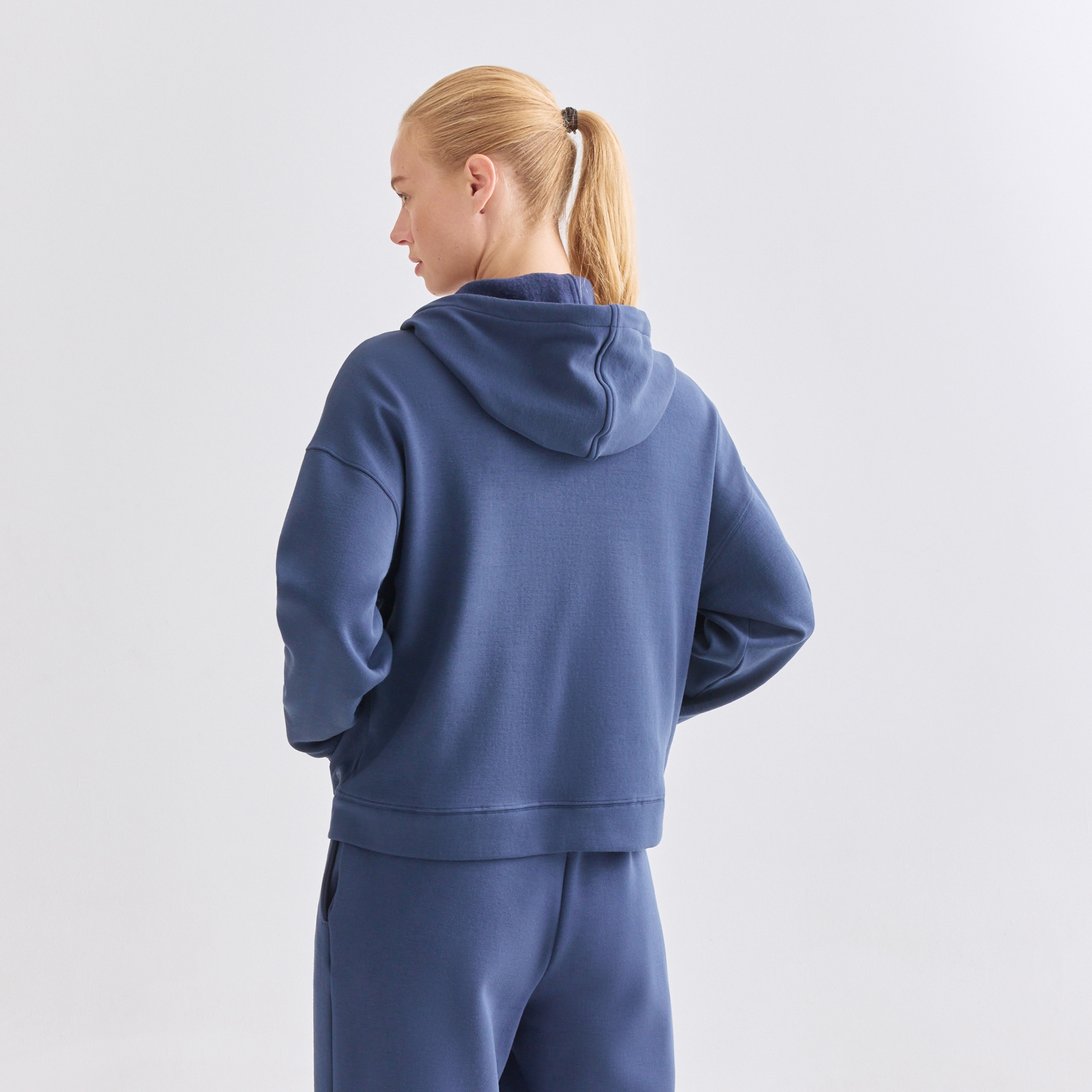 Sudadera Cremallera Modal Perchada Azul-3