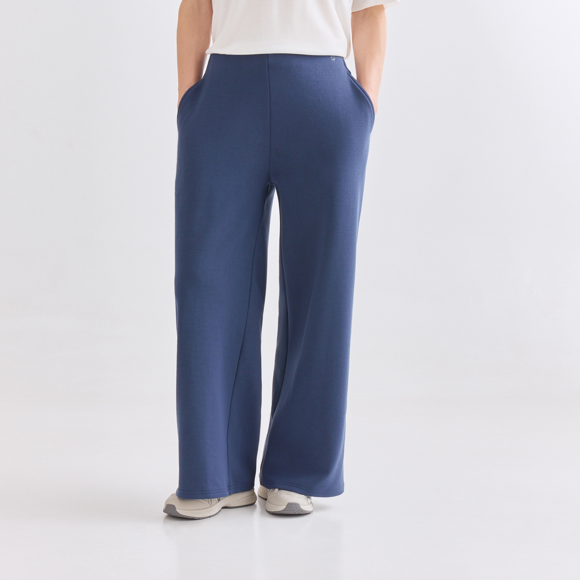 Pantalón Recto Modal Perchado Azul-2