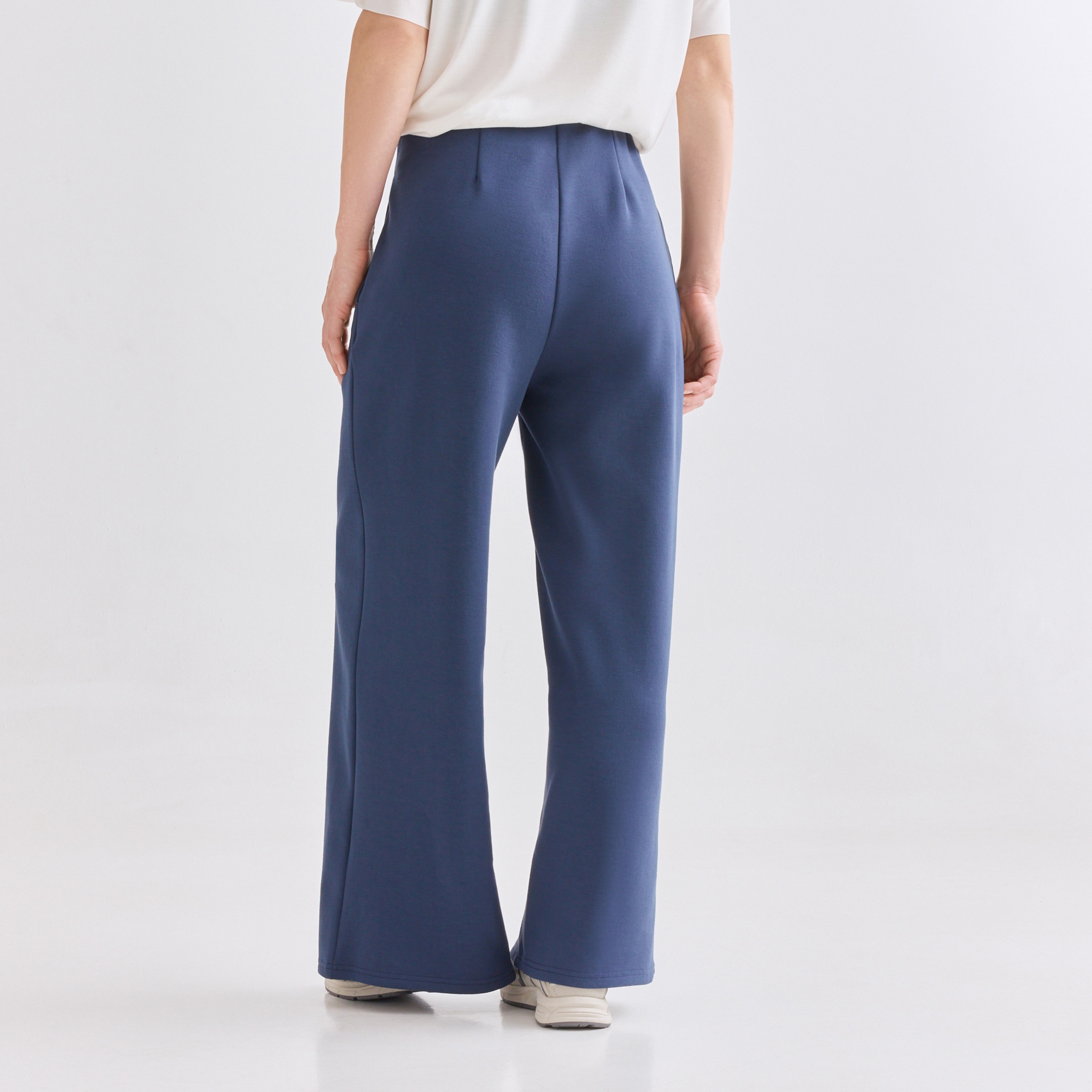 Pantalón Recto Modal Perchado Azul-3