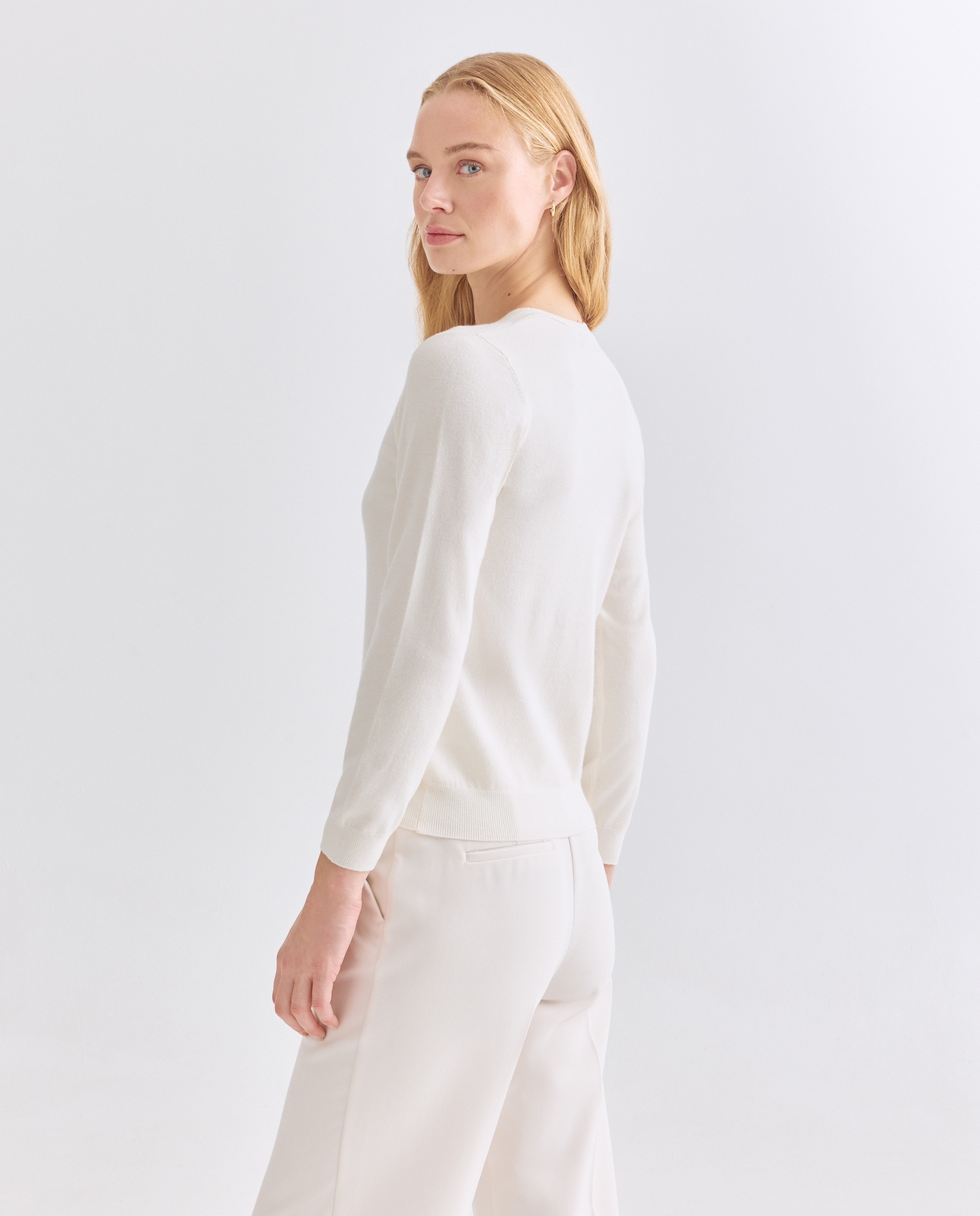 Camisola de malha lisa com manga comprida Natural-3